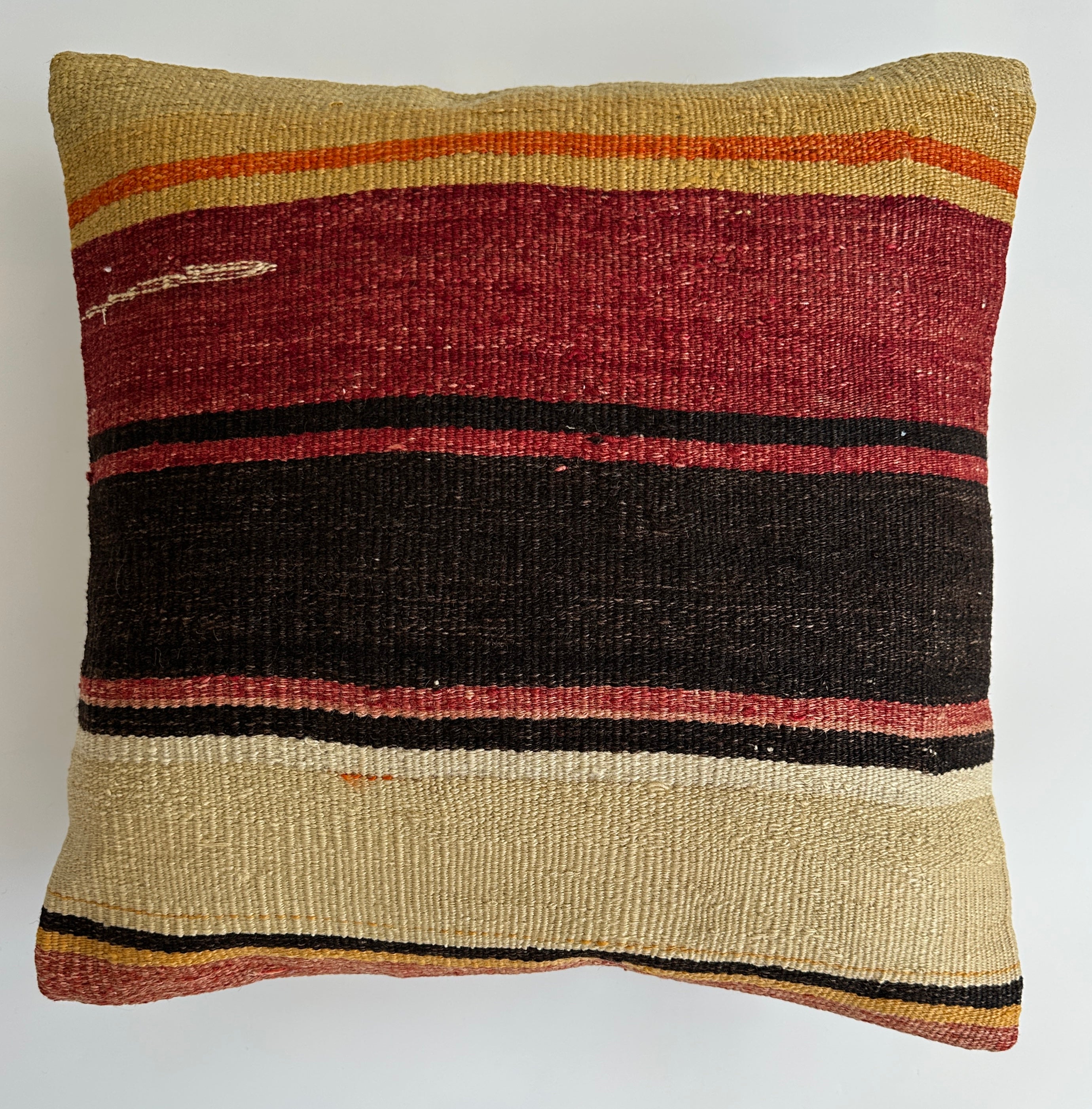 Handmade Multicolour Striped Turkish Rug Cushion Cover 18''x18'' / 46x46 CM