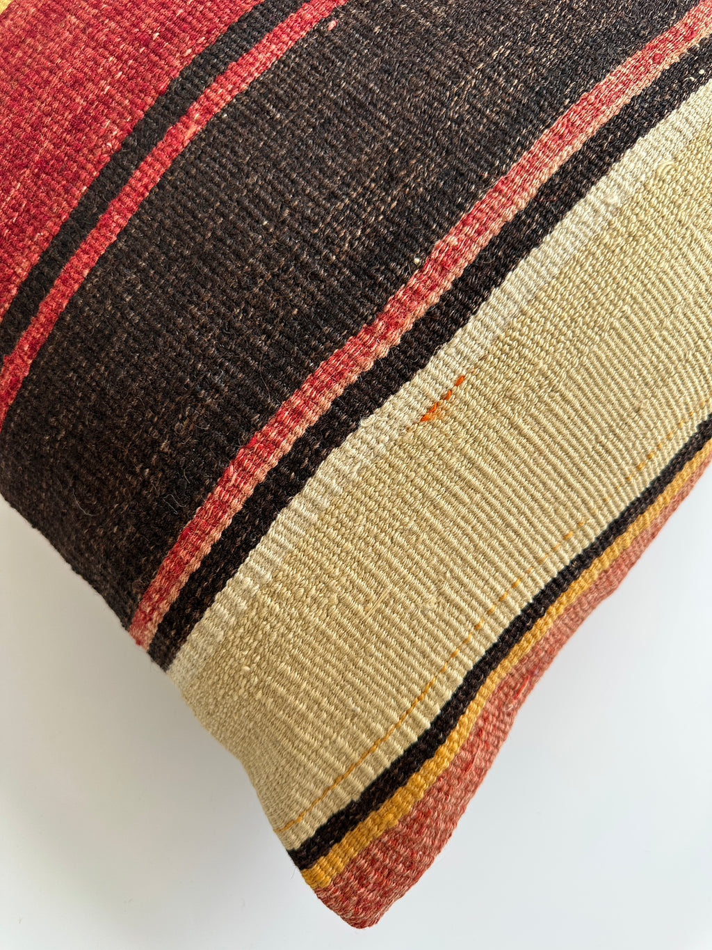 Handmade Multicolour Striped Turkish Rug Cushion Cover 18''x18'' / 46x46 CM