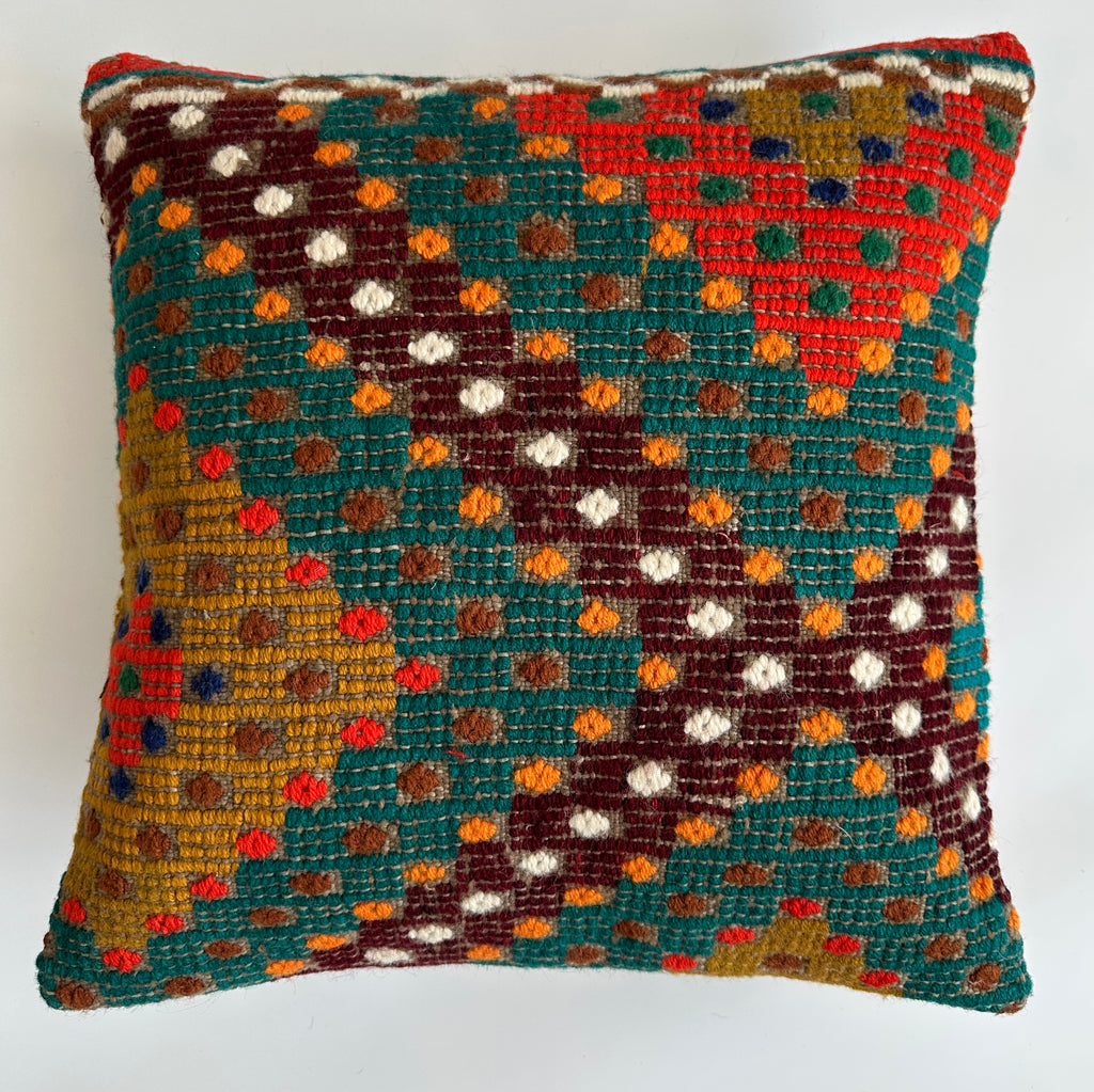 Handmade Multicolour Turkish Rug Cushion Cover 18''x18'' / 45x44 CM