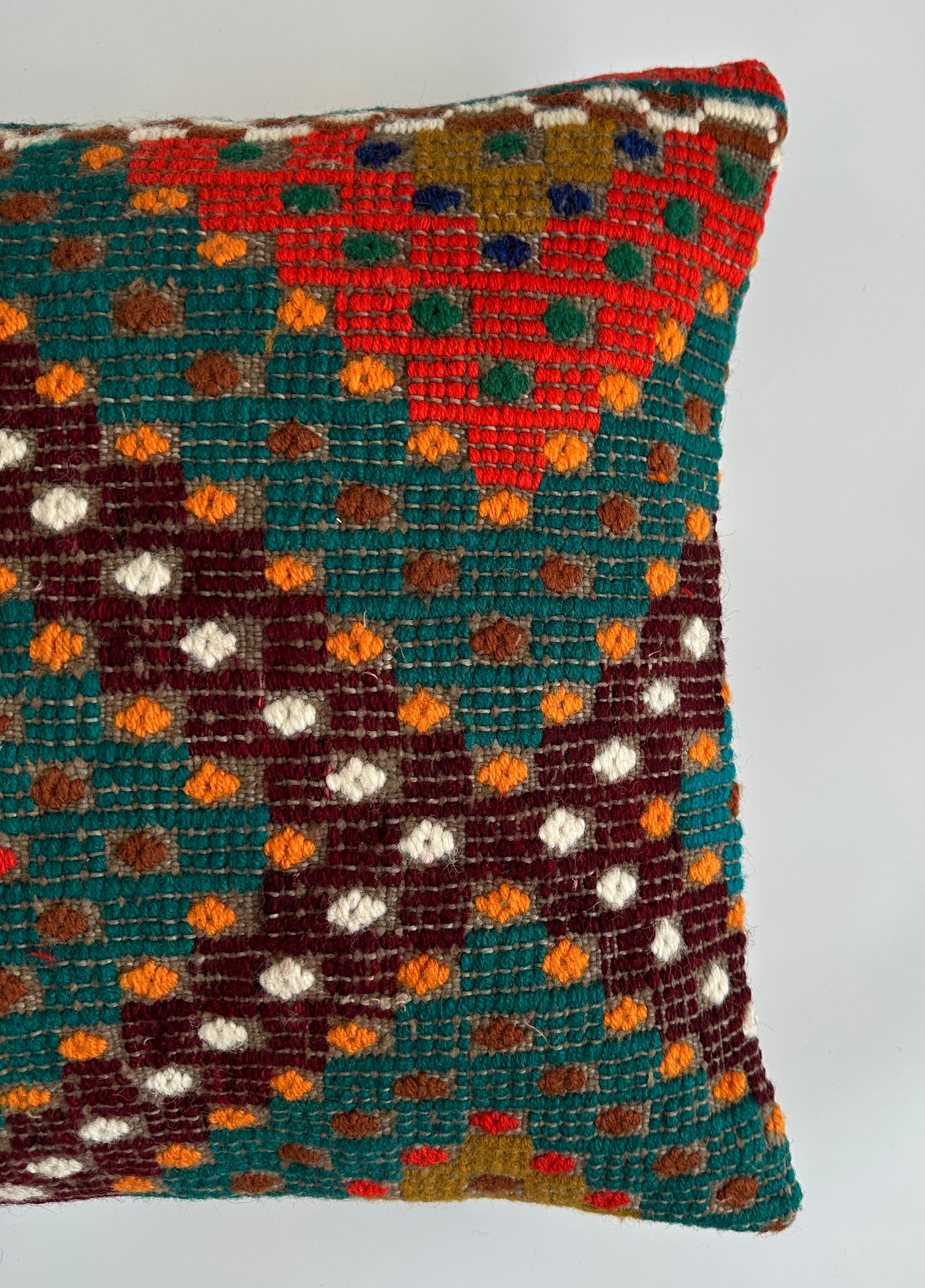 Handmade Multicolour Turkish Rug Cushion Cover 18''x18'' / 45x44 CM