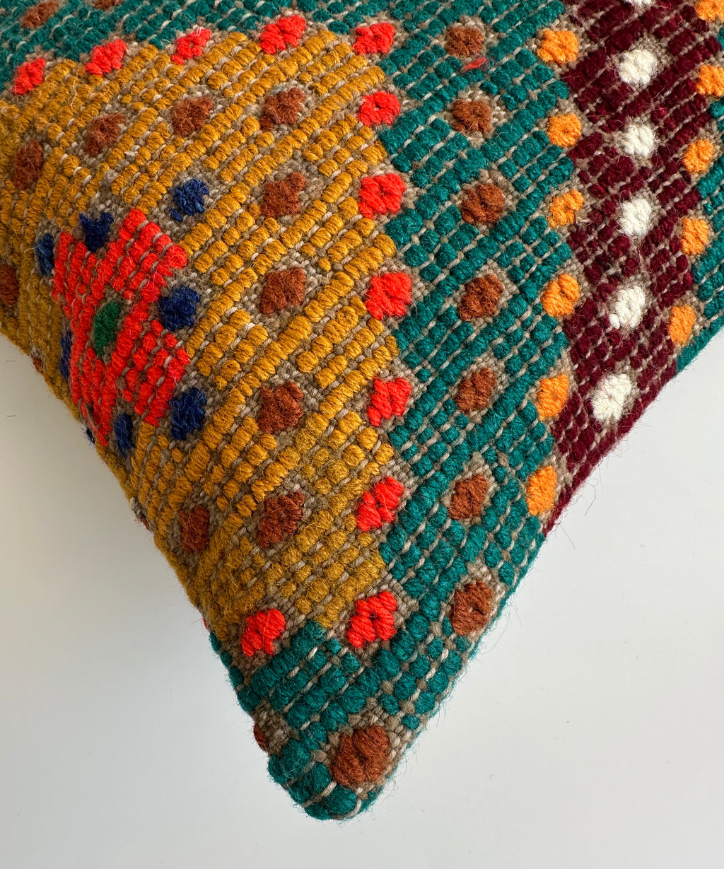 Handmade Multicolour Turkish Rug Cushion Cover 18''x18'' / 45x44 CM