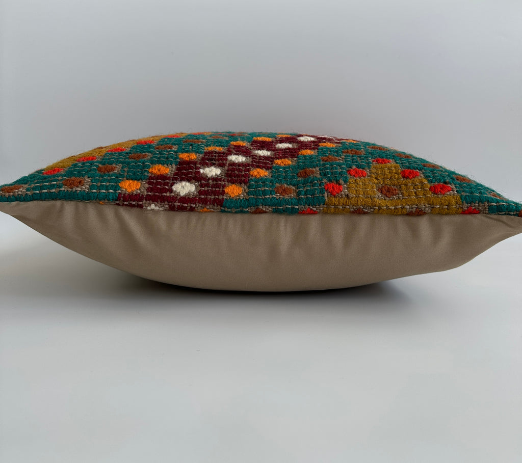 Handmade Multicolour Turkish Rug Cushion Cover 18''x18'' / 45x44 CM