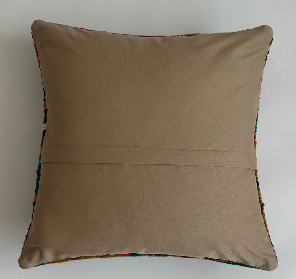 Handmade Multicolour Turkish Rug Cushion Cover 18''x18'' / 45x44 CM
