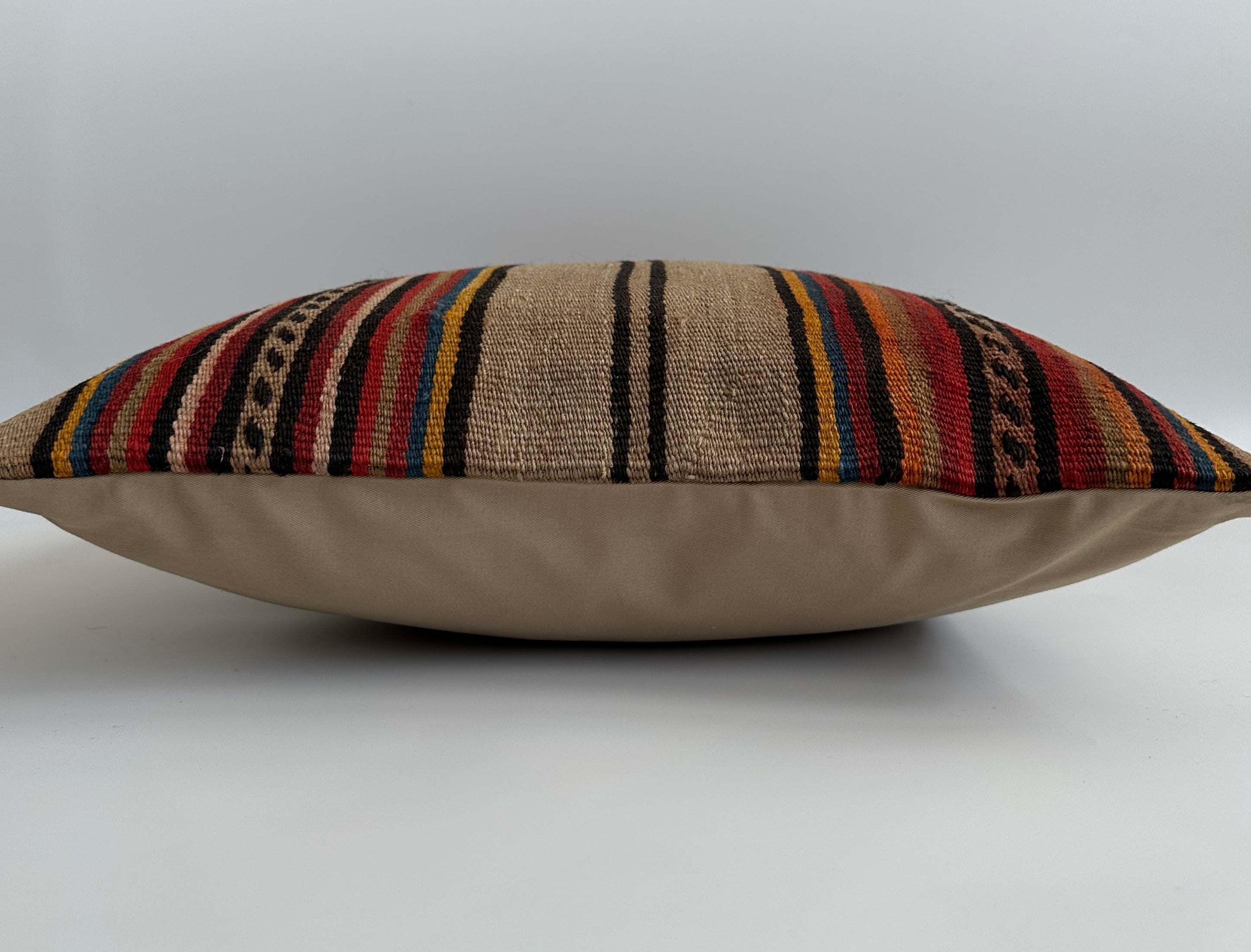 Handmade Multicolour Striped Turkish Rug Cushion Cover 18''x18'' / 46x45 CM