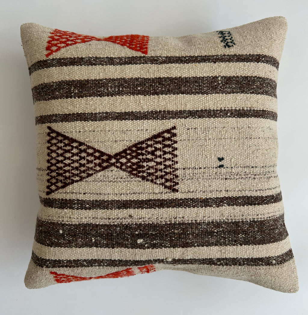 Handmade Multicolour Striped Turkish Rug Cushion Cover 18''x18'' / 46x46 CM