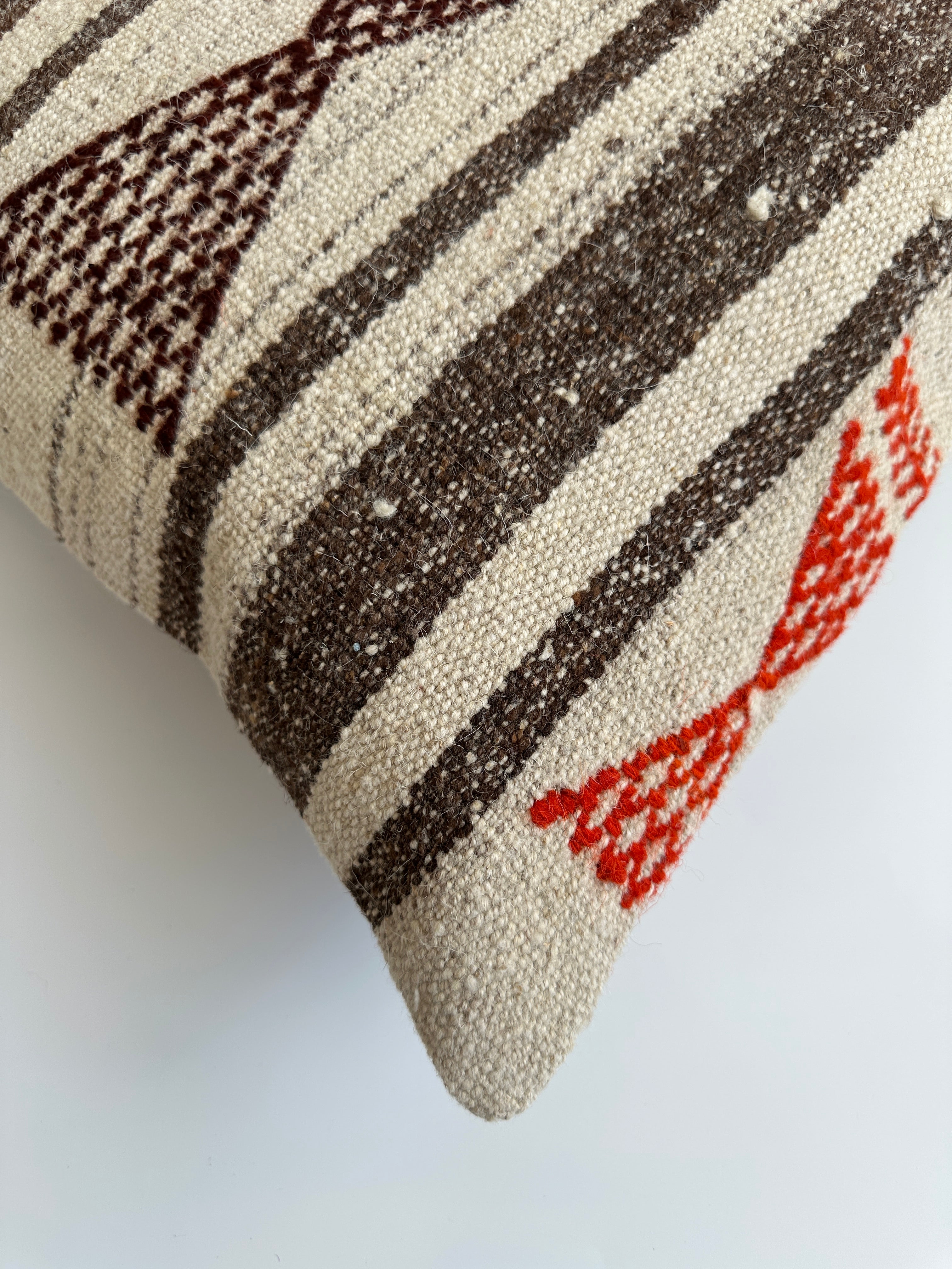 Handmade Multicolour Striped Turkish Rug Cushion Cover 18''x18'' / 46x46 CM