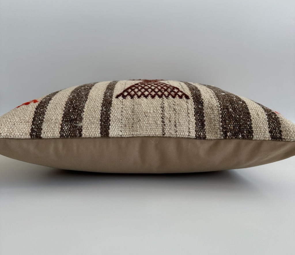 Handmade Multicolour Striped Turkish Rug Cushion Cover 18''x18'' / 46x46 CM