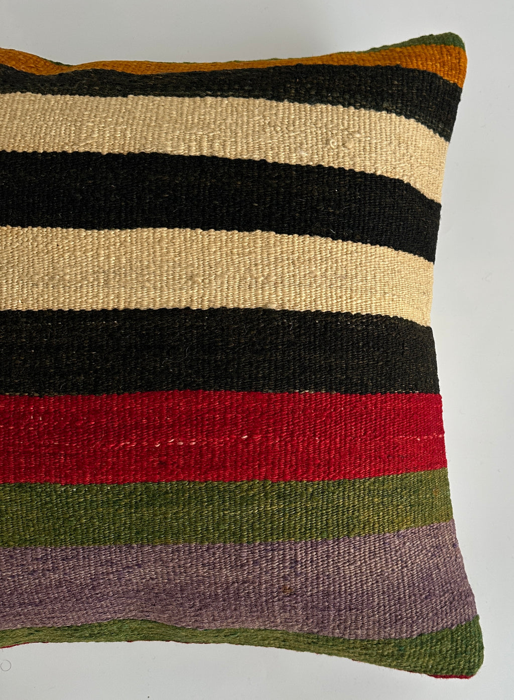 Handmade Multicolour Striped Turkish Rug Cushion Cover 18''x18'' / 45x45 CM