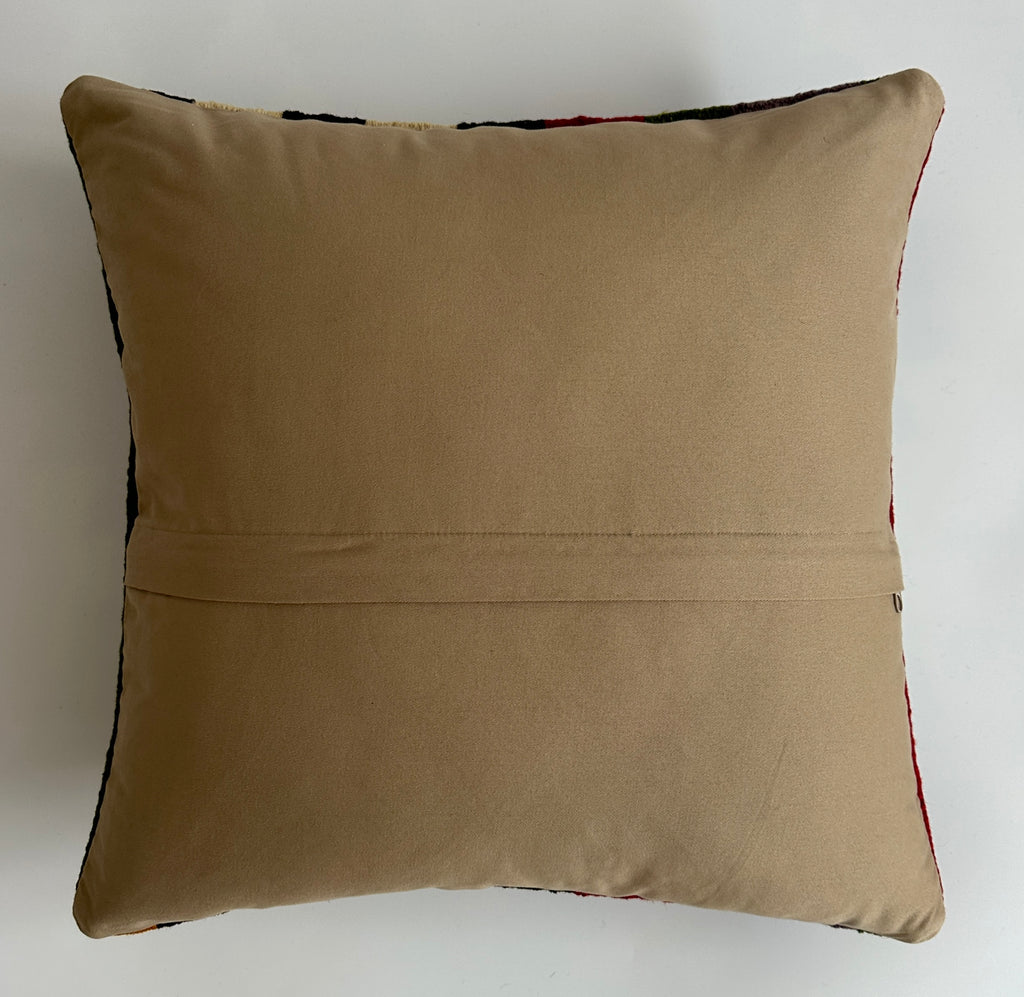 Handmade Multicolour Striped Turkish Rug Cushion Cover 18''x18'' / 45x45 CM