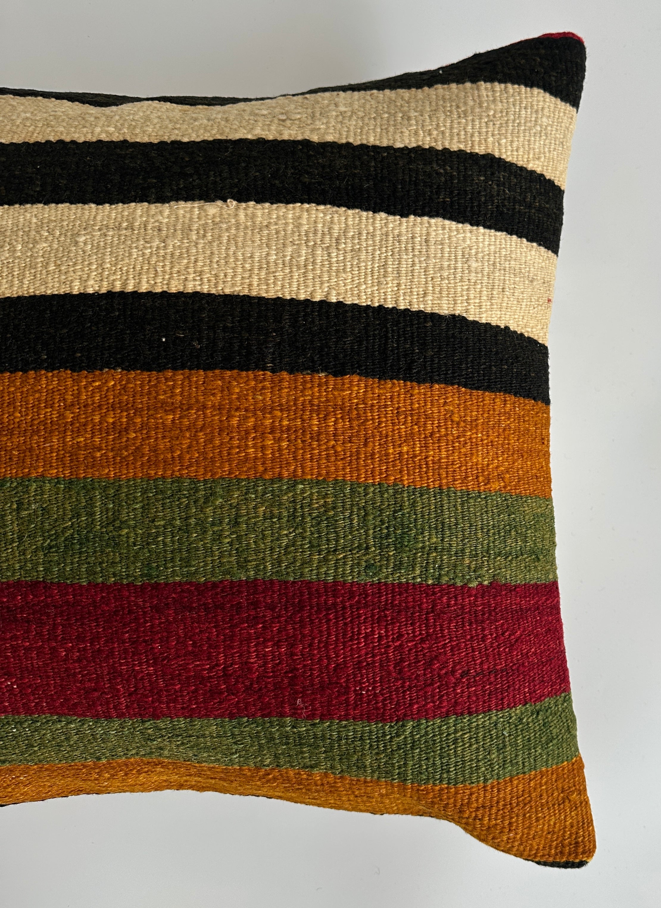 Handmade Multicolour Striped Turkish Rug Cushion Cover 18''x18'' / 45x44 CM