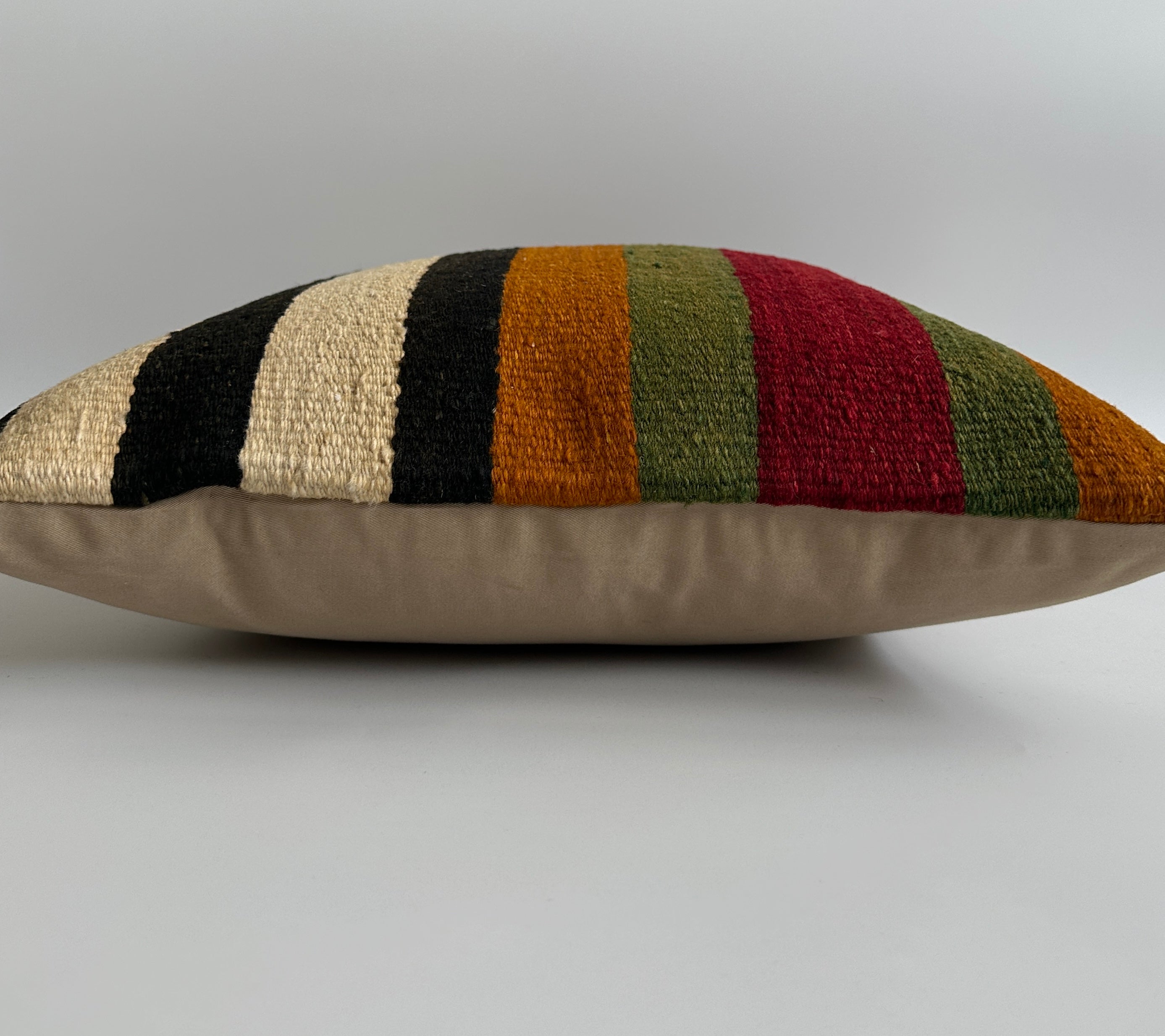 Handmade Multicolour Striped Turkish Rug Cushion Cover 18''x18'' / 45x44 CM