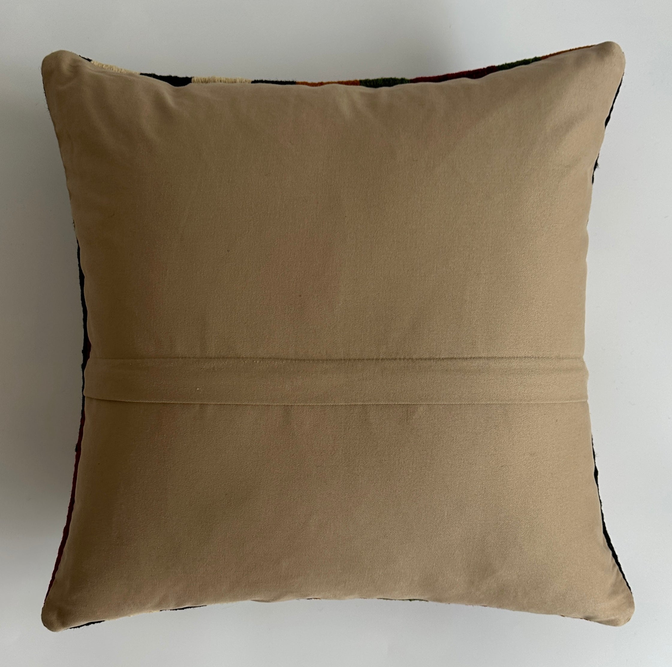 Handmade Multicolour Striped Turkish Rug Cushion Cover 18''x18'' / 45x44 CM