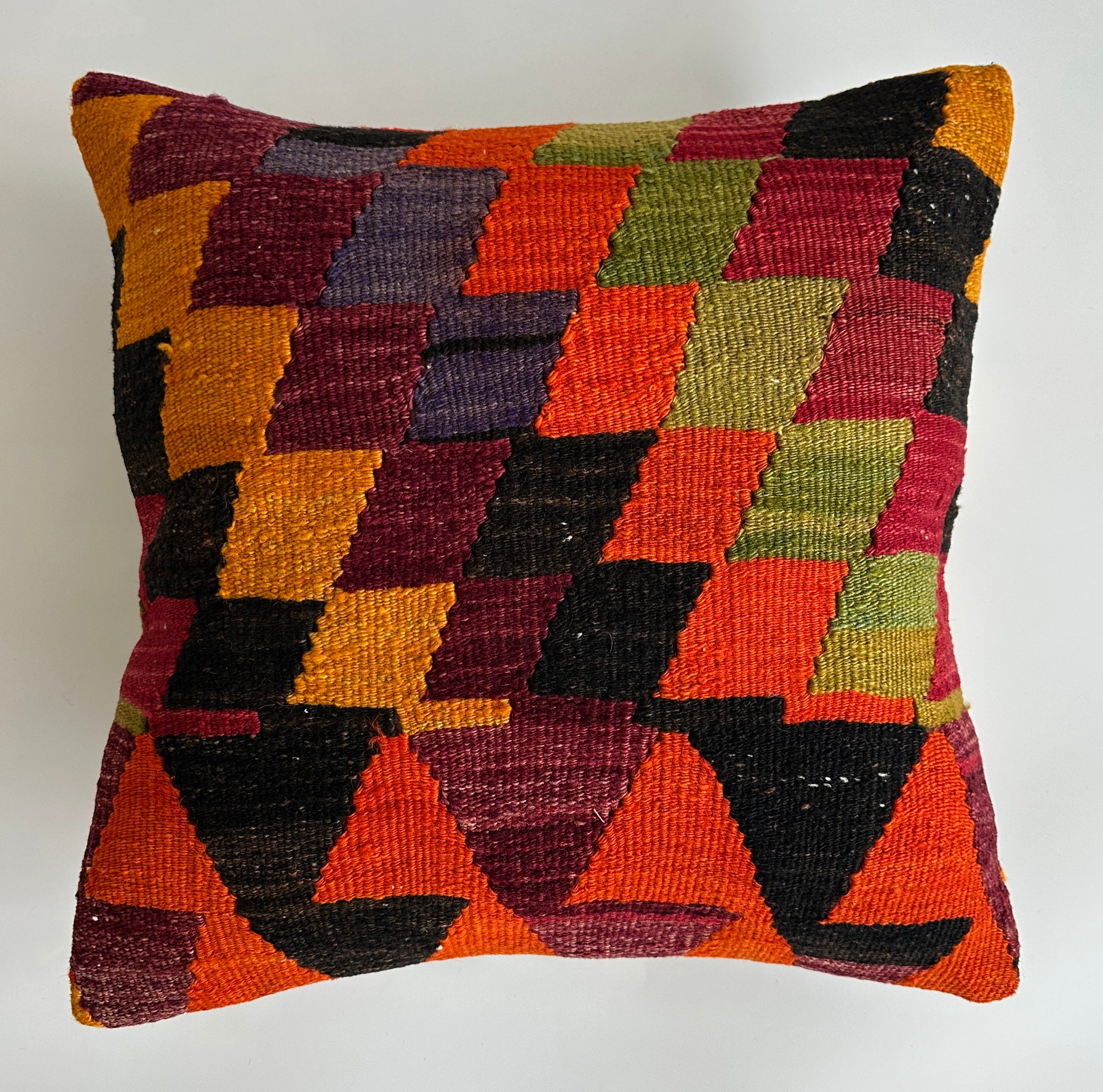 Handmade Multicolour Turkish Rug Cushion Cover 18''x18'' / 45x45 CM