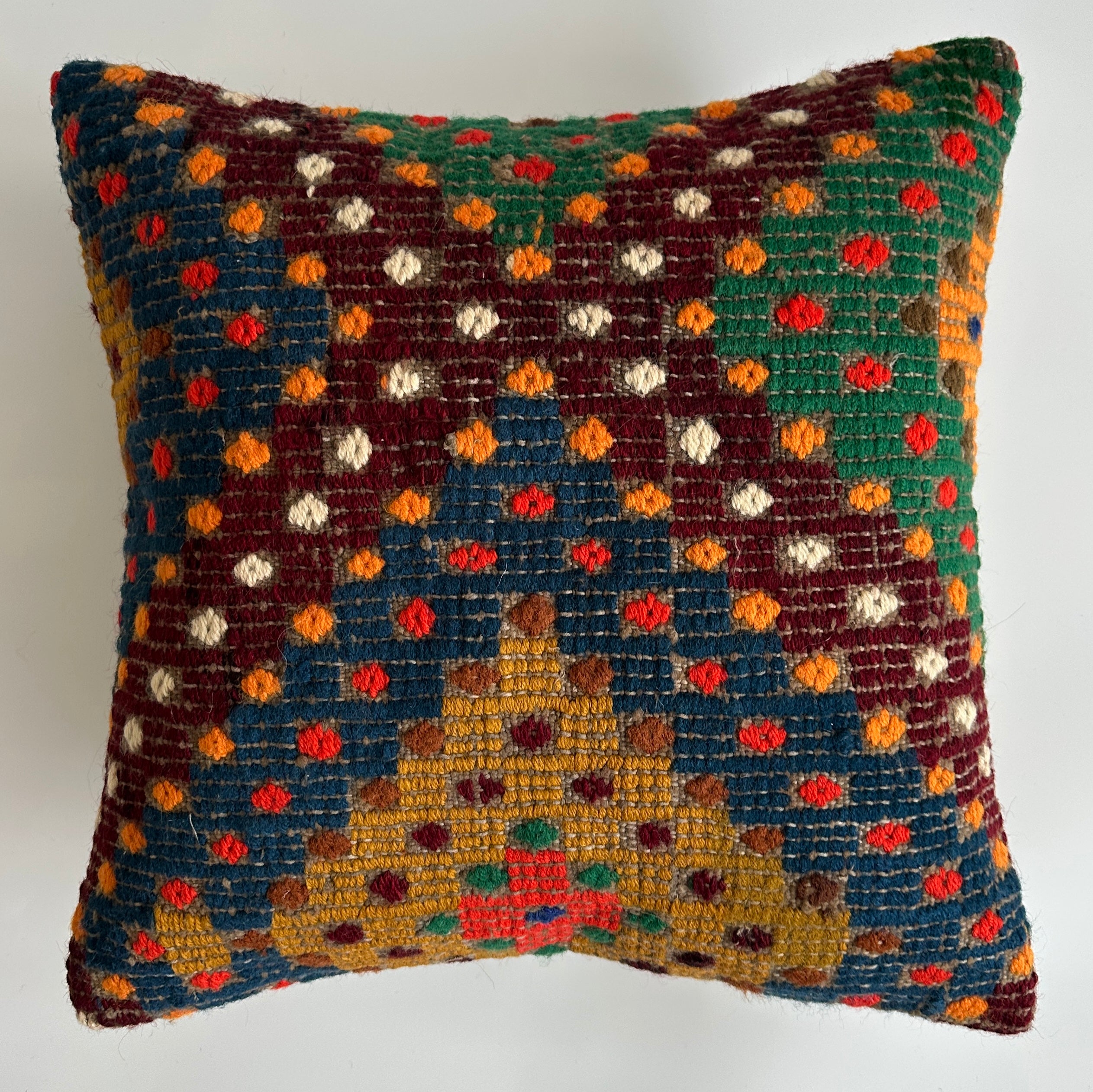 Handmade Multicolour Turkish Rug Cushion Cover 18''x18'' / 45x45 CM