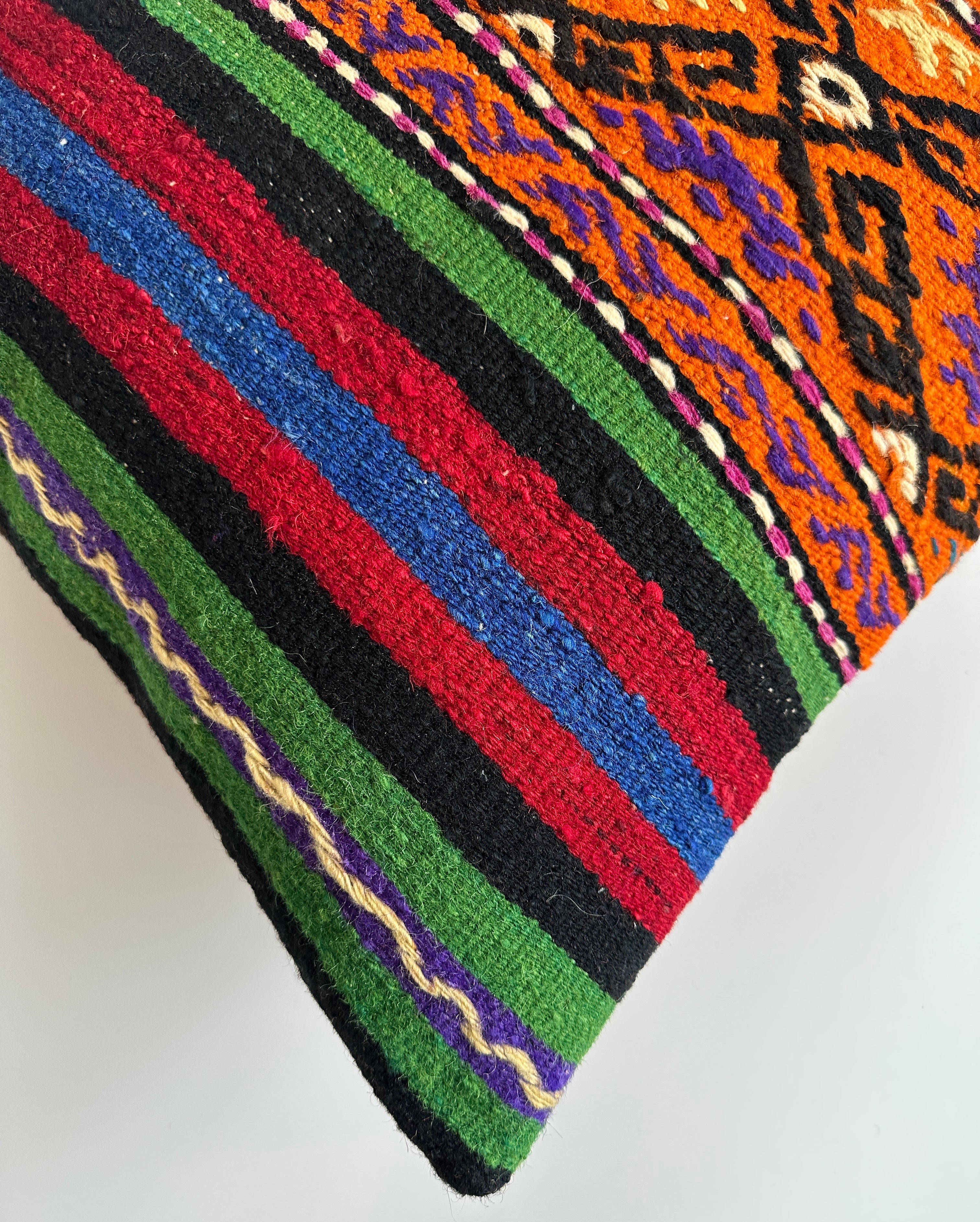 Handmade Multicolour Turkish Rug Cushion Cover 18''x18'' / 45x45 CM