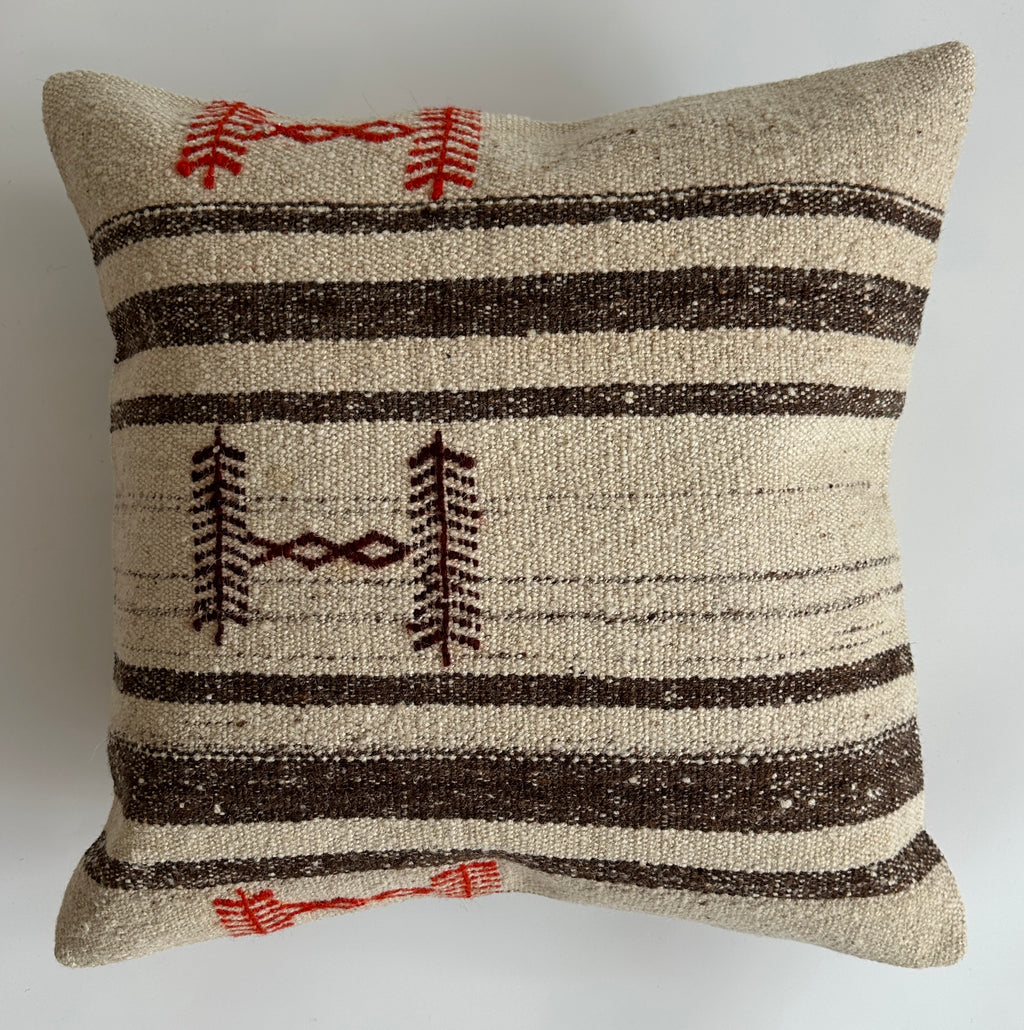 Handmade Textured Grey Turkish Rug Cushion Cover 18''x18'' / 45x45 CM