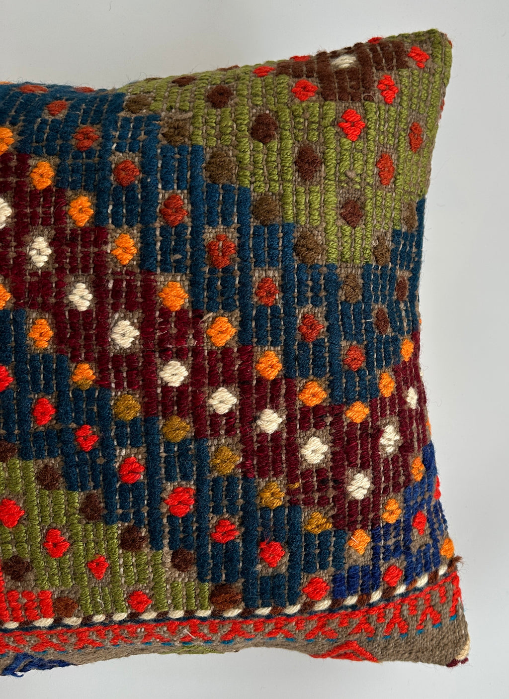 Handmade Multicolour Turkish Rug Cushion Cover 18''x18'' / 45x44 CM