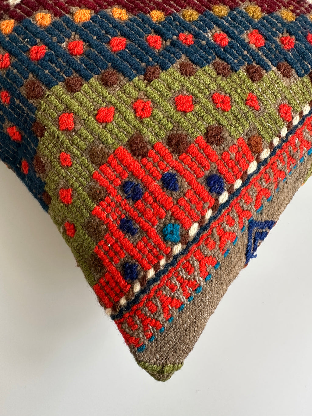 Handmade Multicolour Turkish Rug Cushion Cover 18''x18'' / 45x44 CM