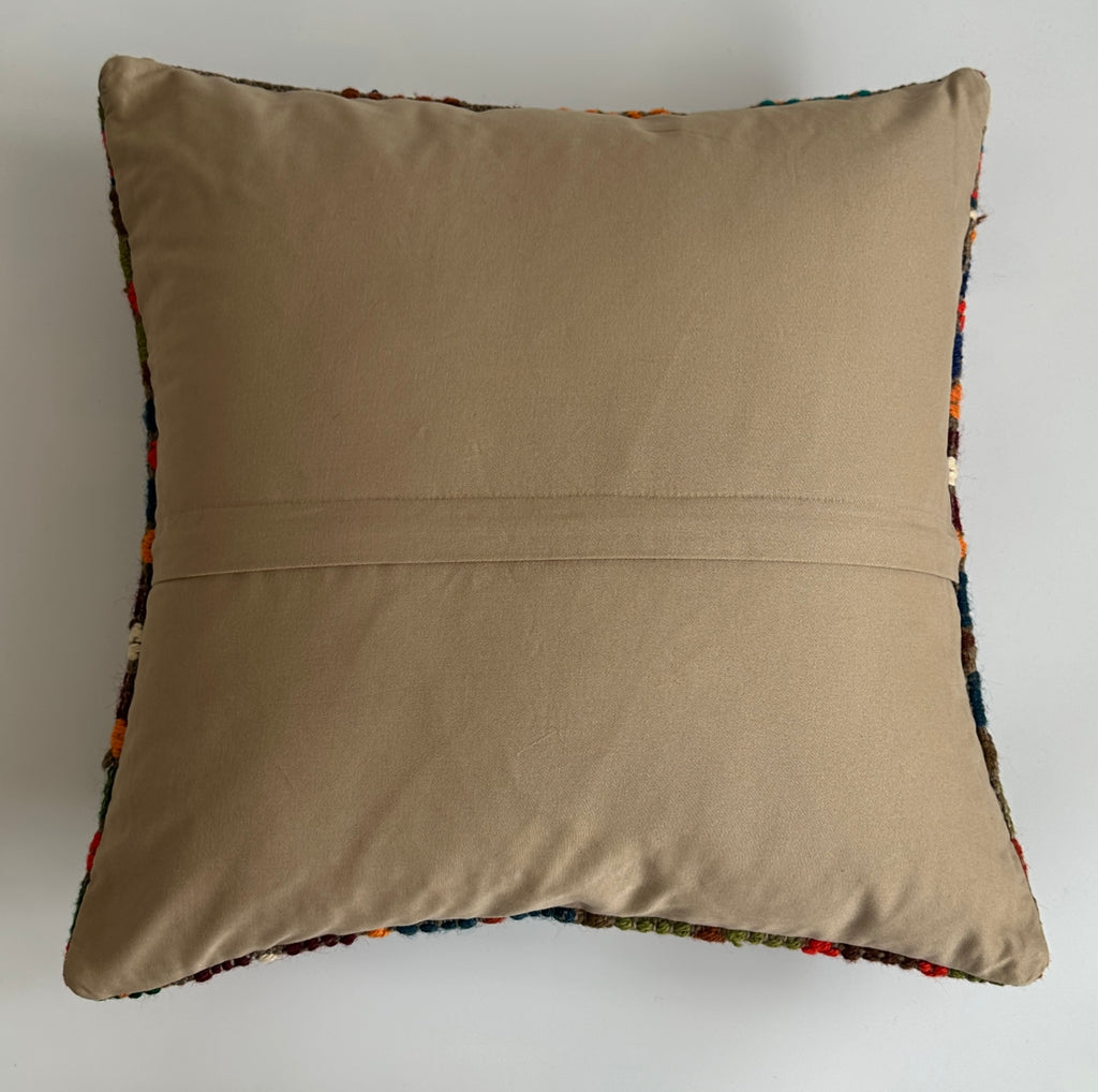 Handmade Multicolour Turkish Rug Cushion Cover 18''x18'' / 45x44 CM