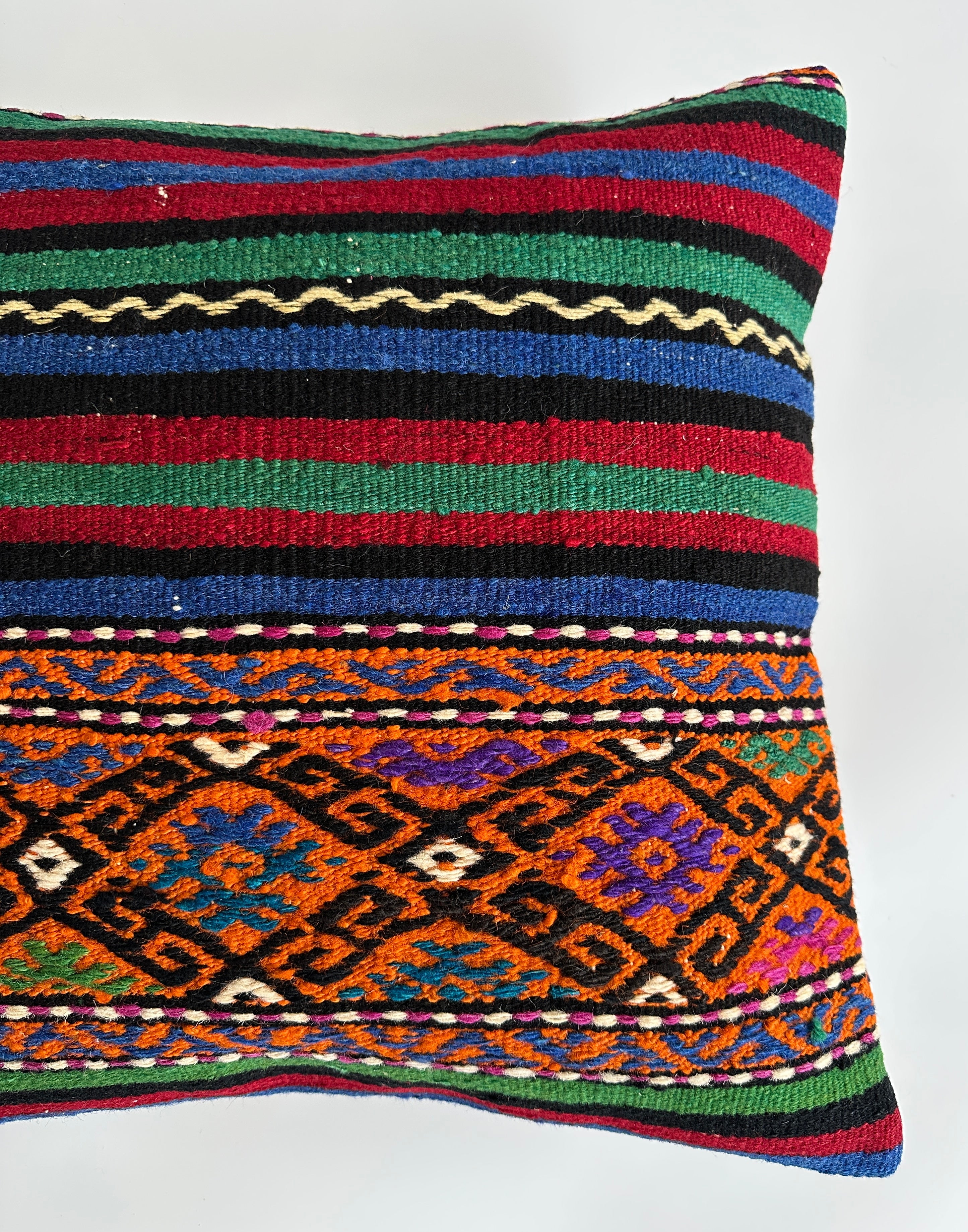 Handmade Multicolour Turkish Rug Cushion Cover 18''x18'' / 45x44 CM