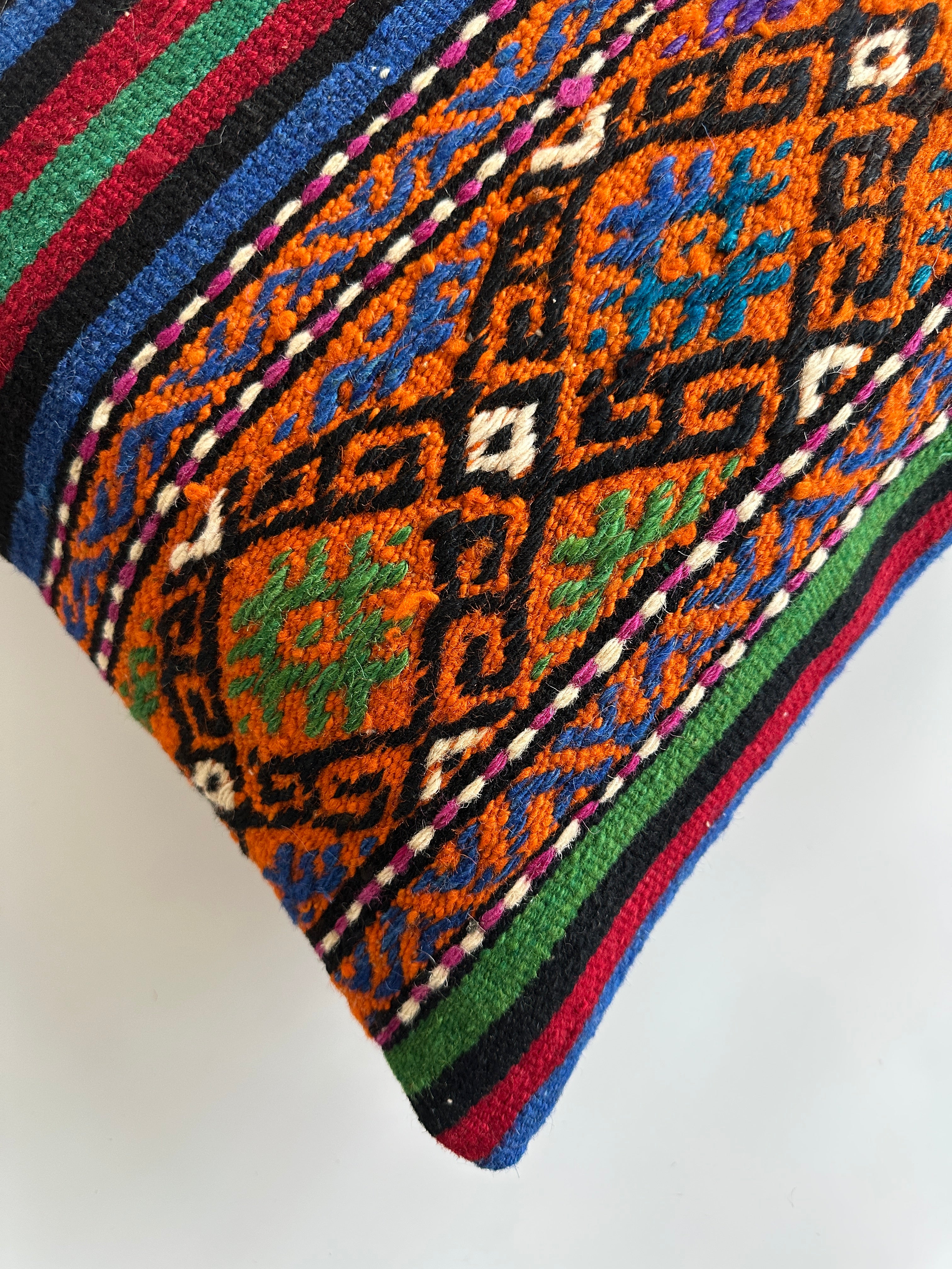 Handmade Multicolour Turkish Rug Cushion Cover 18''x18'' / 45x44 CM