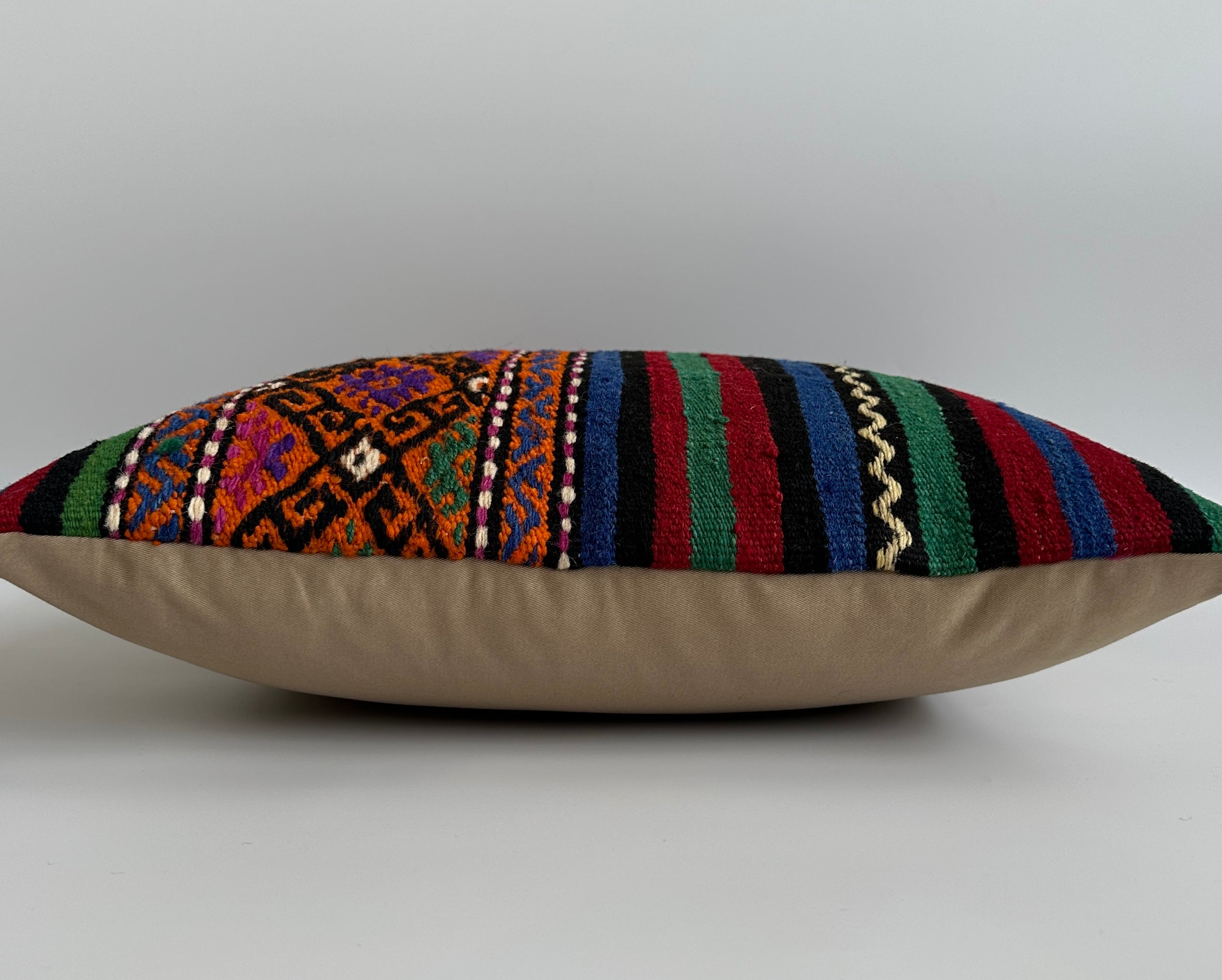 Handmade Multicolour Turkish Rug Cushion Cover 18''x18'' / 45x44 CM