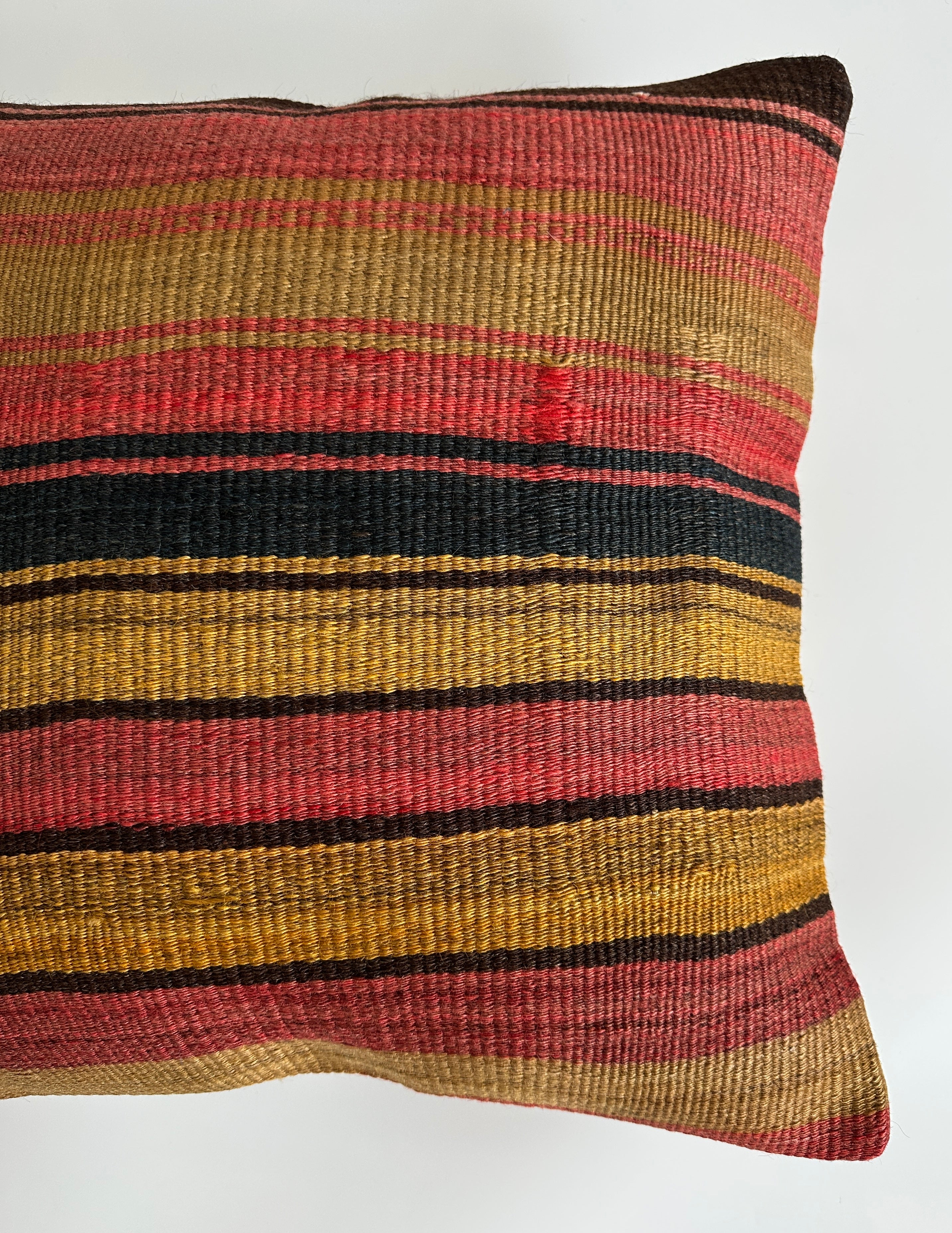 Handmade Multicolour Striped Turkish Rug Cushion Cover 18''x18'' / 45x44 CM