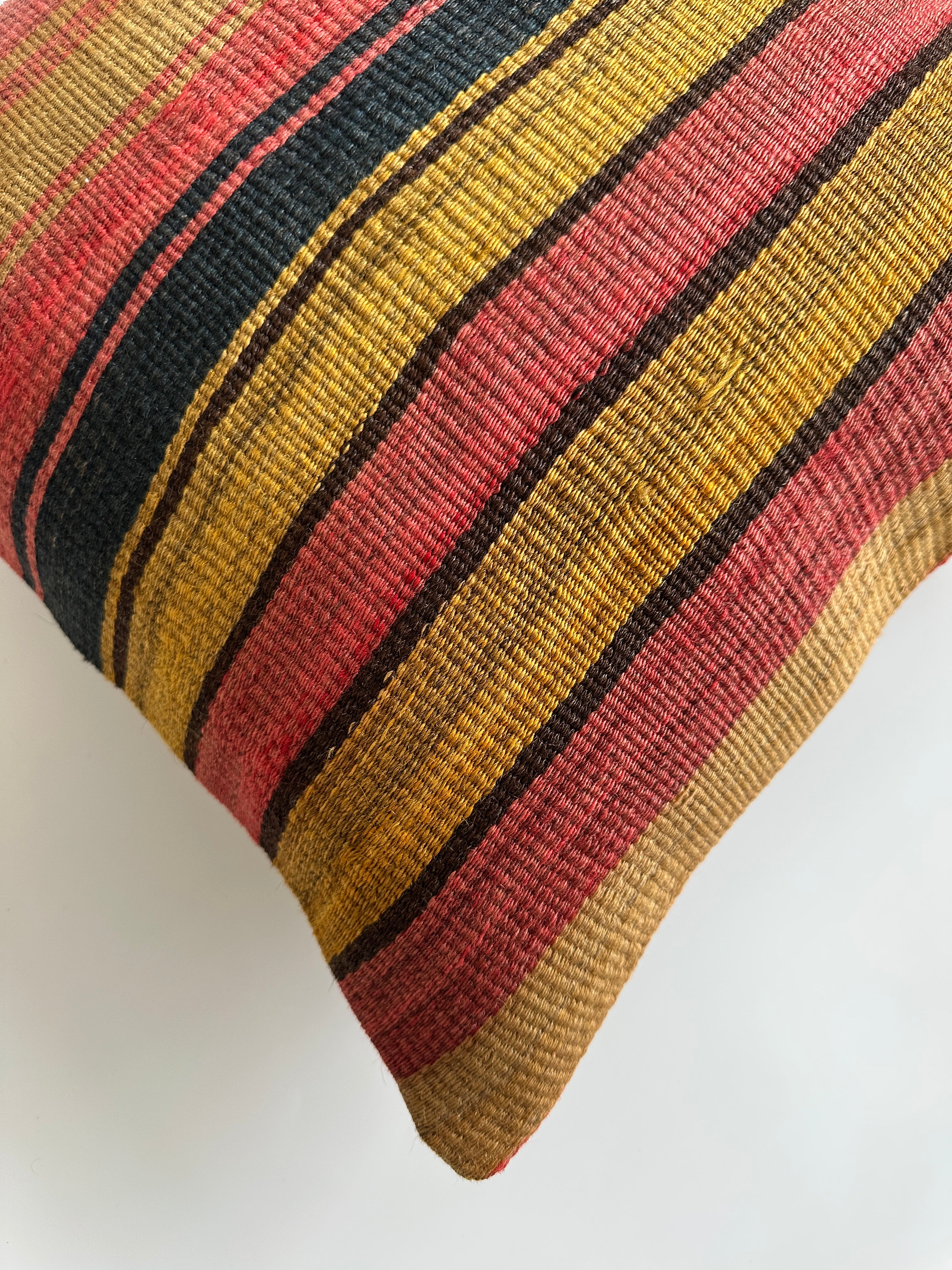 Handmade Multicolour Striped Turkish Rug Cushion Cover 18''x18'' / 45x44 CM