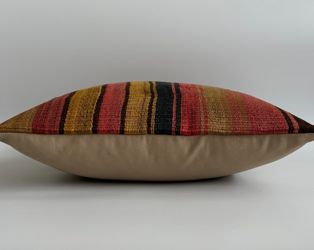 Handmade Multicolour Striped Turkish Rug Cushion Cover 18''x18'' / 45x44 CM