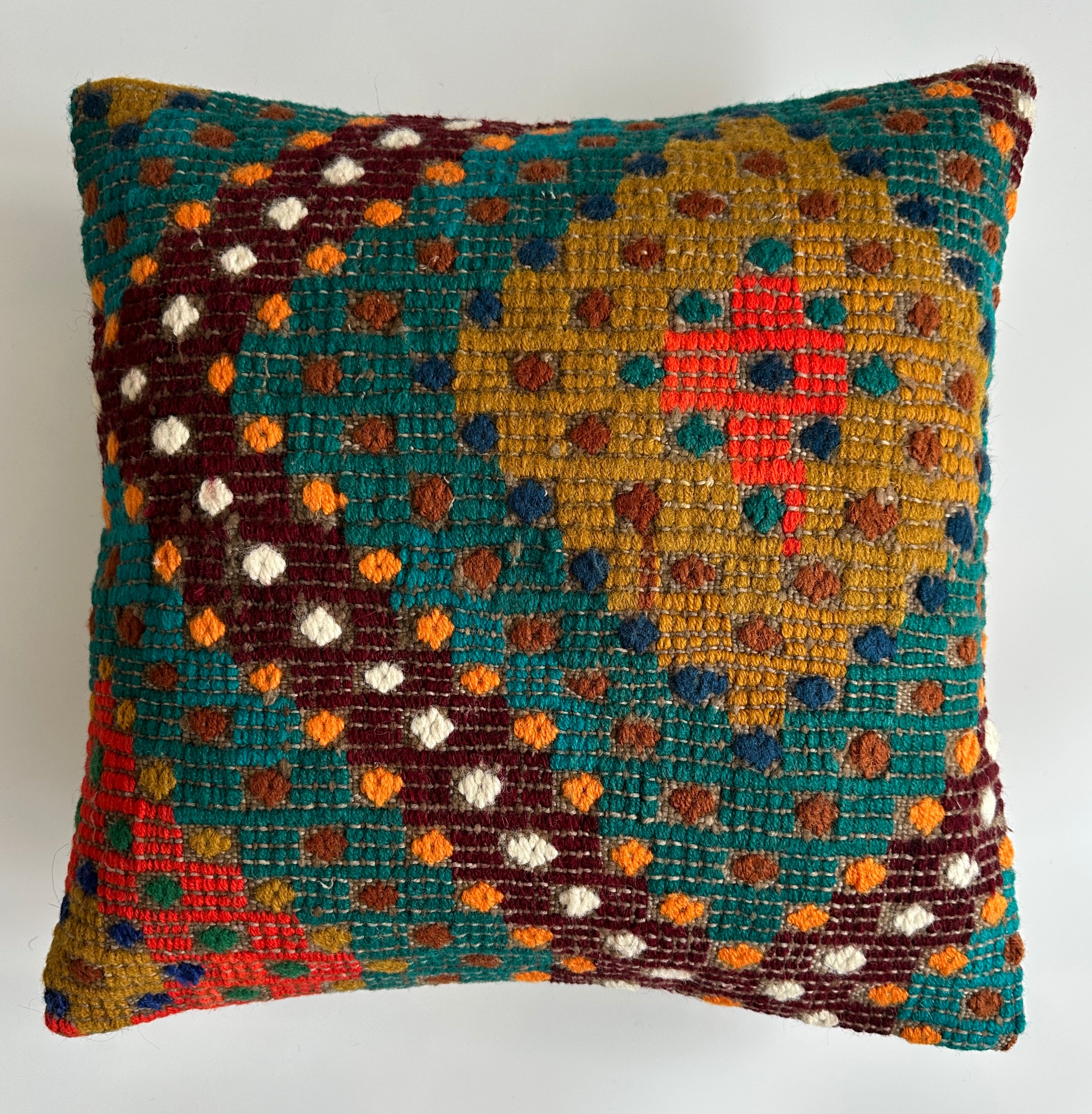 Handmade Multicolour Turkish Rug Cushion Cover 18''x18'' / 45x44 CM