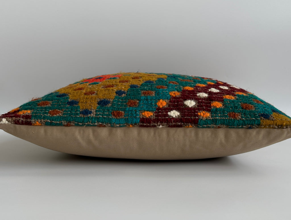 Handmade Multicolour Turkish Rug Cushion Cover 18''x18'' / 45x44 CM