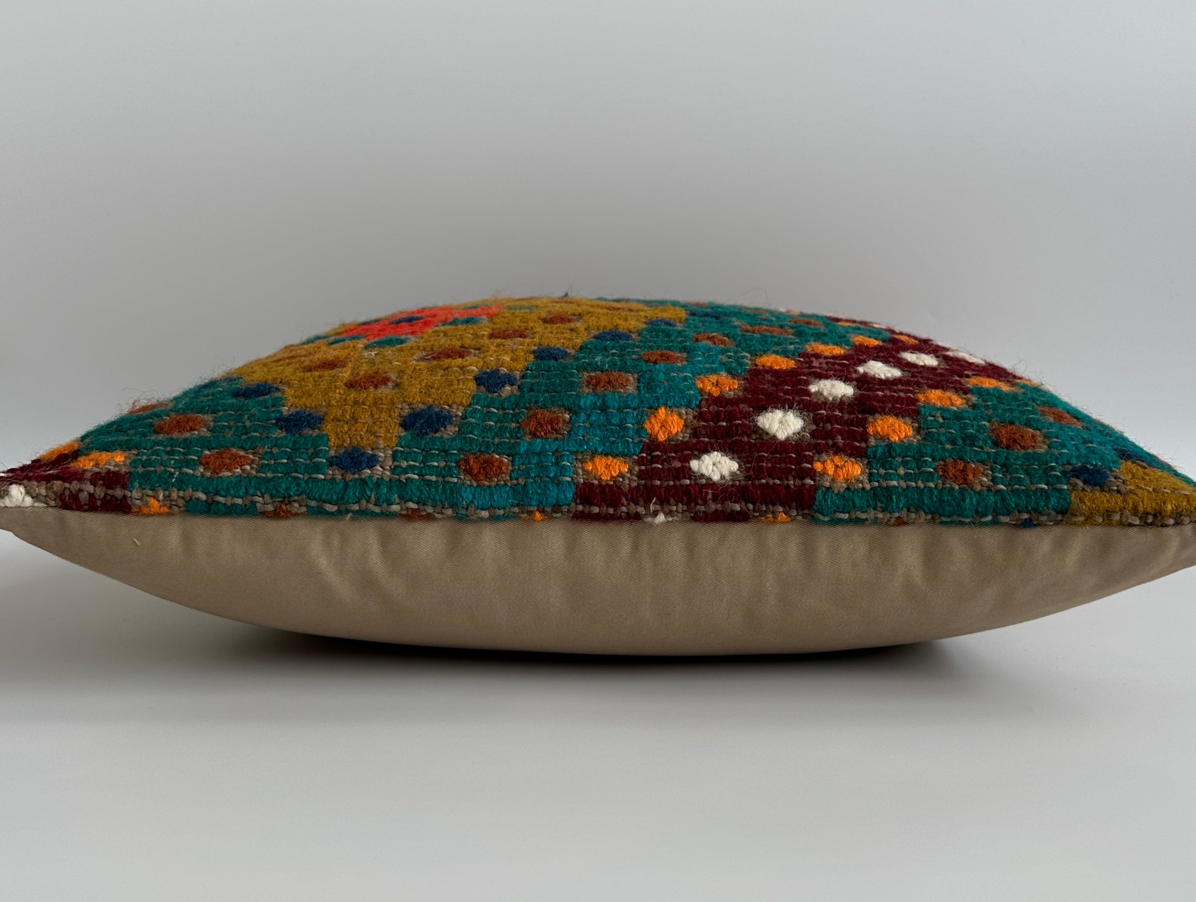 Handmade Multicolour Turkish Rug Cushion Cover 18''x18'' / 45x44 CM