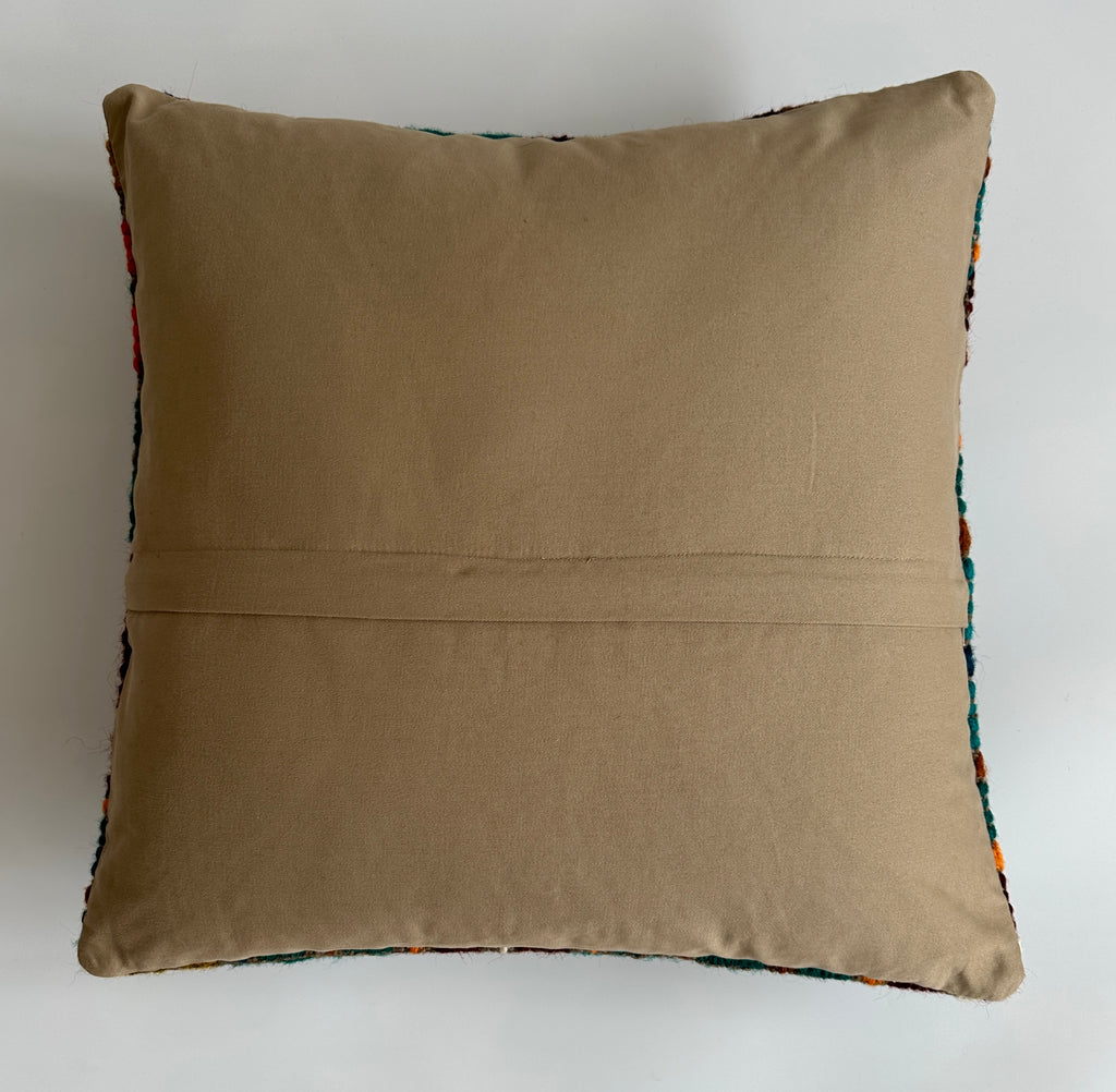 Handmade Multicolour Turkish Rug Cushion Cover 18''x18'' / 45x44 CM