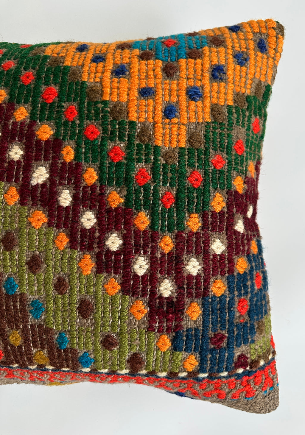 Handmade Multicolour Turkish Rug Cushion Cover 18''x18'' / 45x44 CM