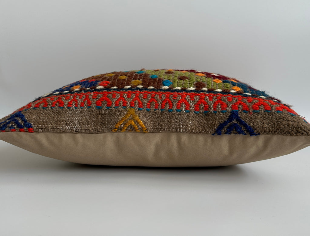 Handmade Multicolour Turkish Rug Cushion Cover 18''x18'' / 45x44 CM