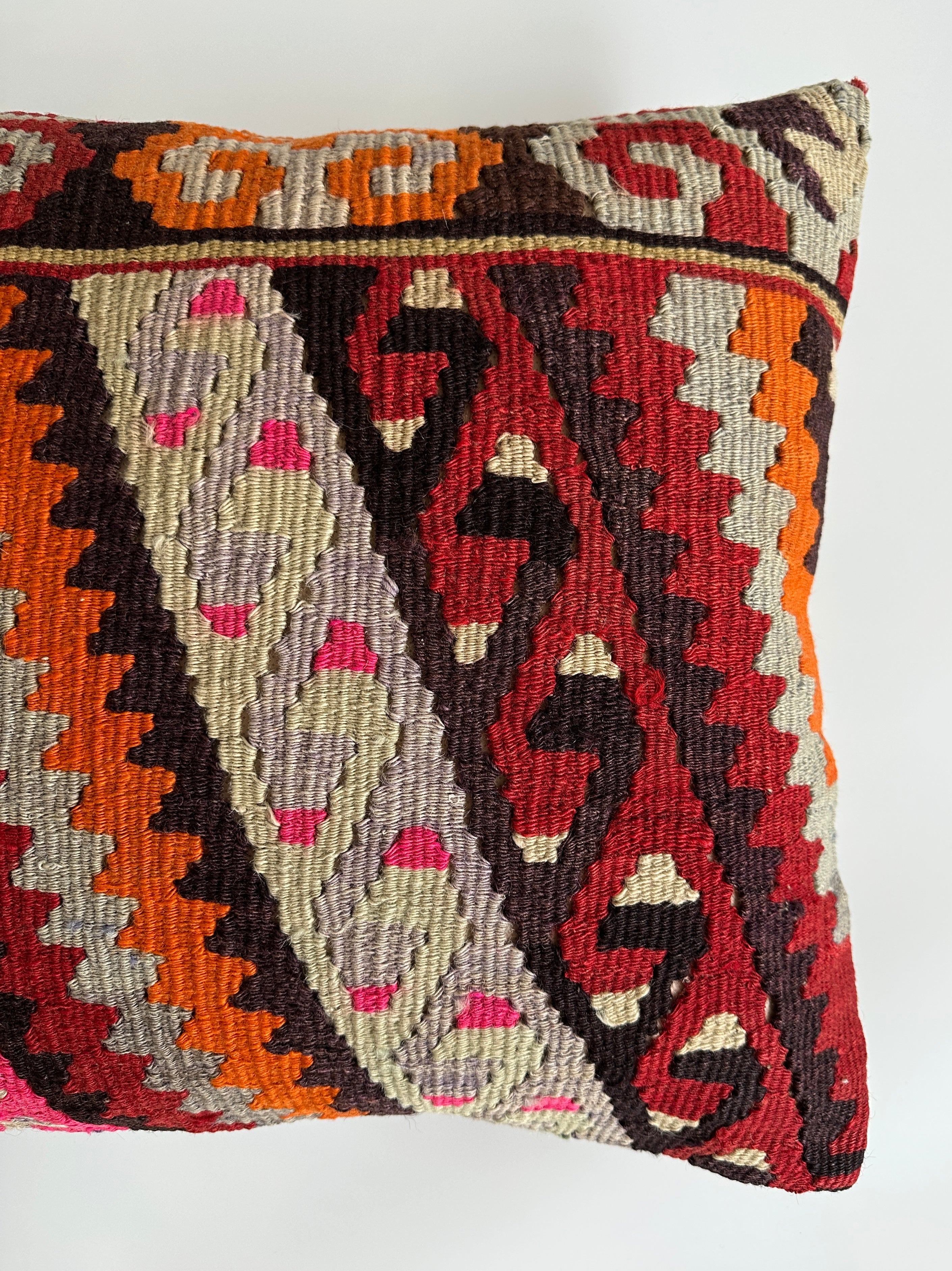 Handmade Multicolour Turkish Rug Cushion Cover 18''x18'' / 46x44 CM