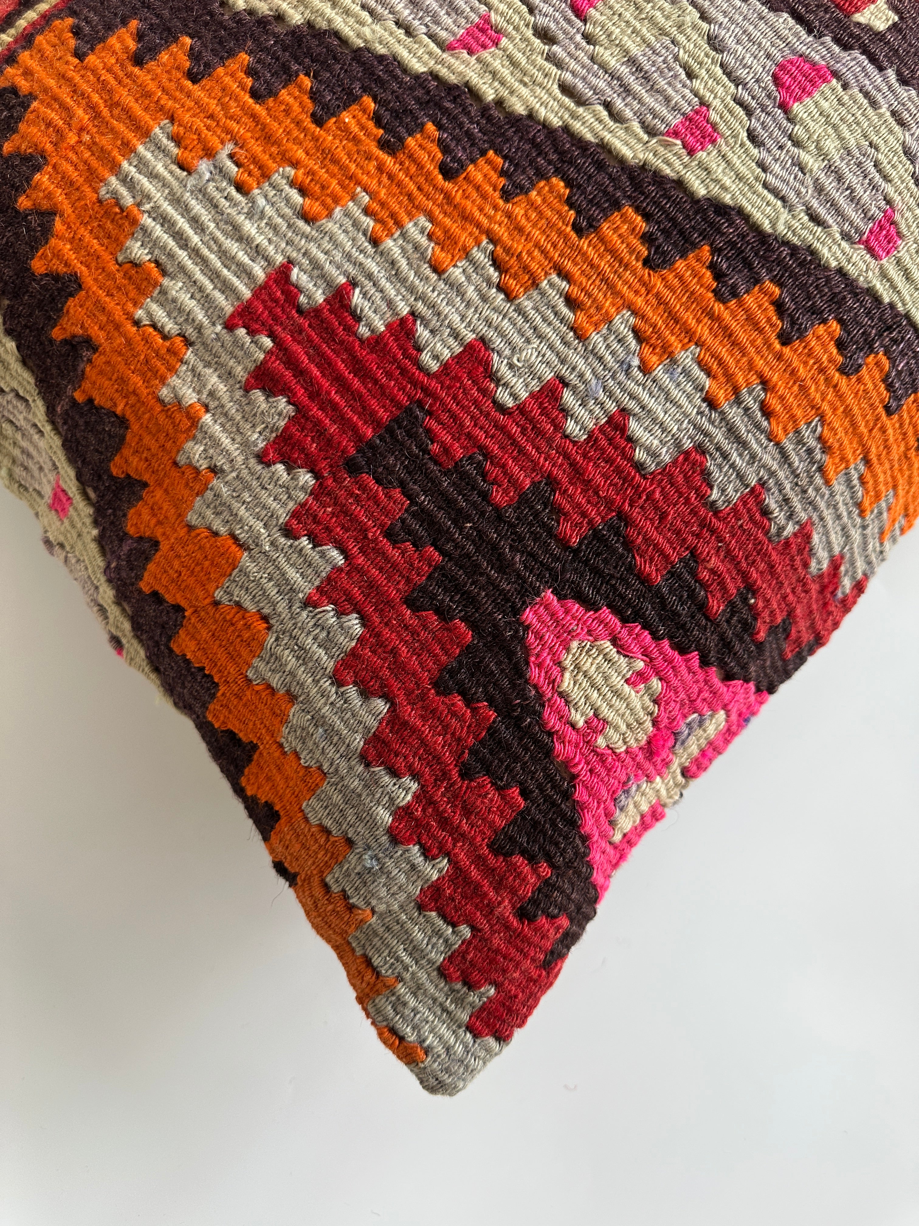 Handmade Multicolour Turkish Rug Cushion Cover 18''x18'' / 46x44 CM