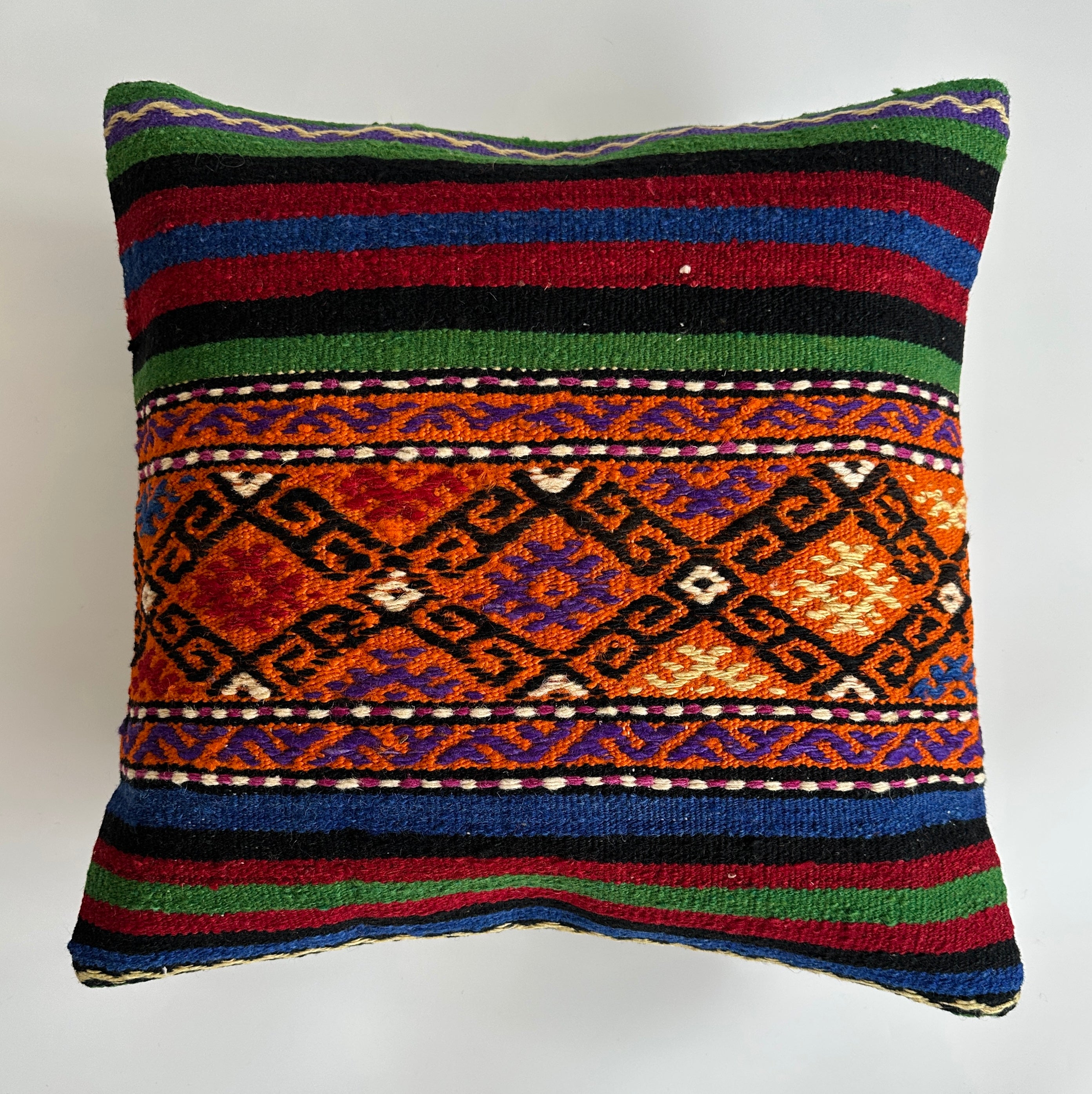 Handmade Multicolour Turkish Rug Cushion Cover 18''x18'' / 45x45 CM