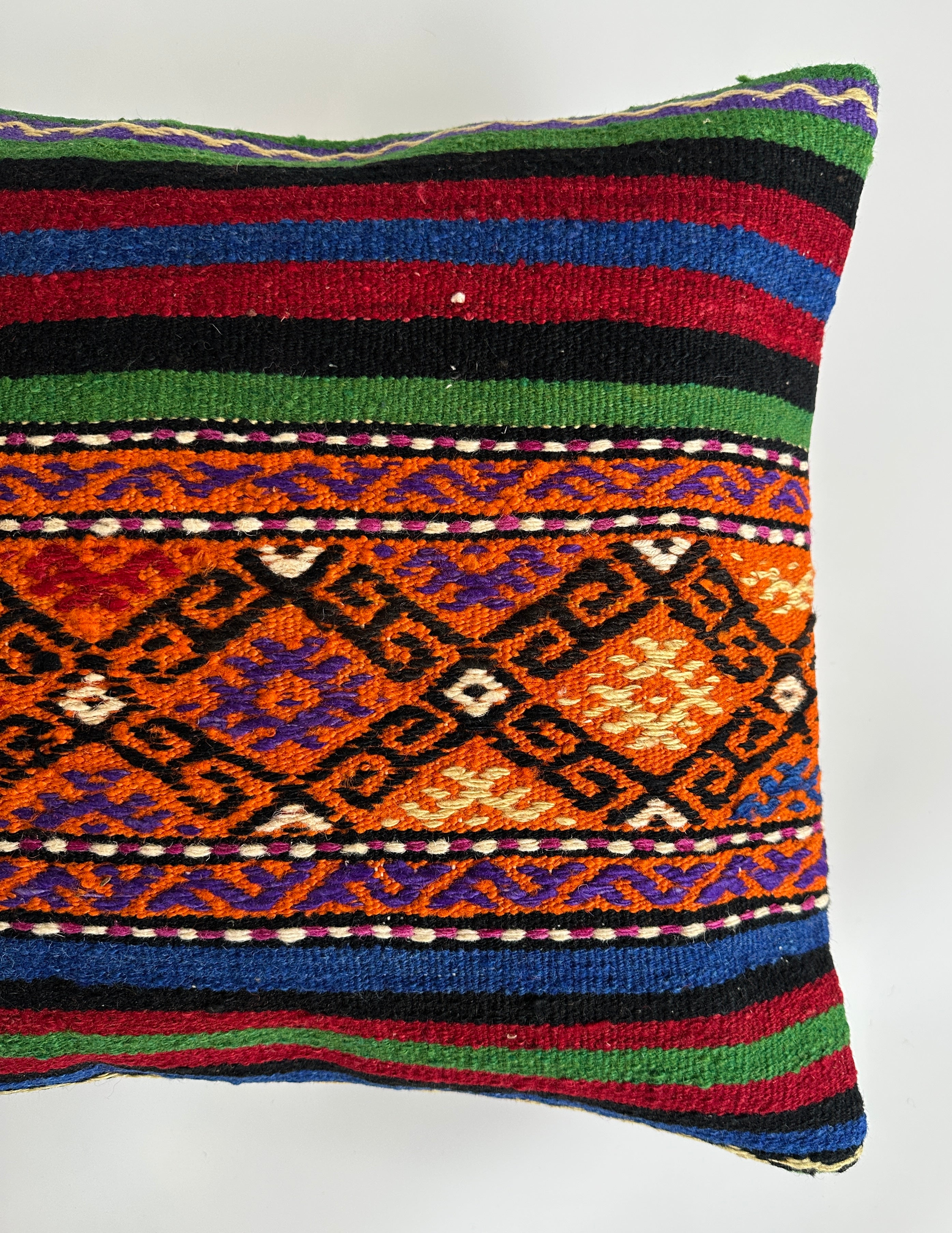 Handmade Multicolour Turkish Rug Cushion Cover 18''x18'' / 45x45 CM