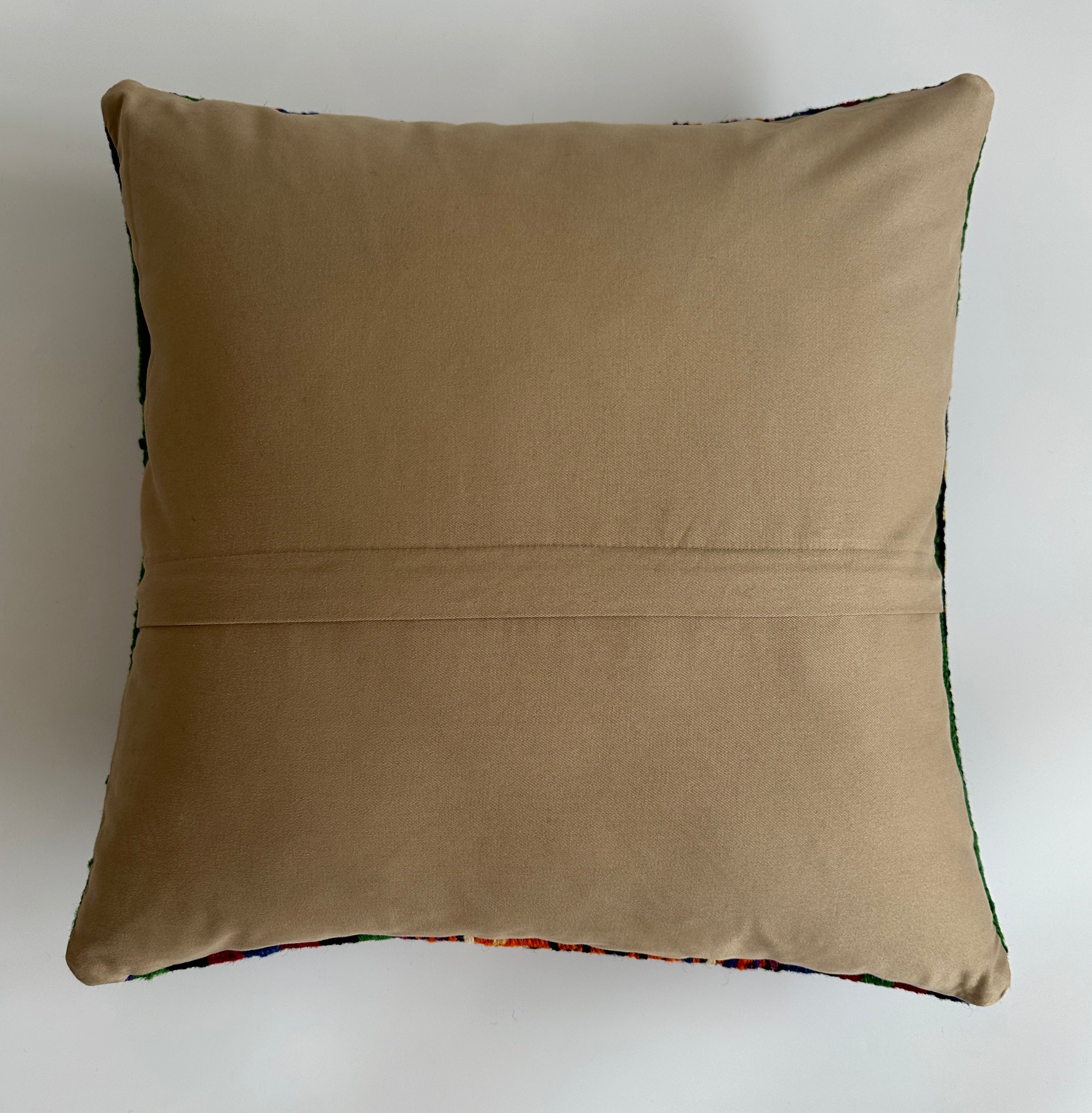 Handmade Multicolour Turkish Rug Cushion Cover 18''x18'' / 45x45 CM