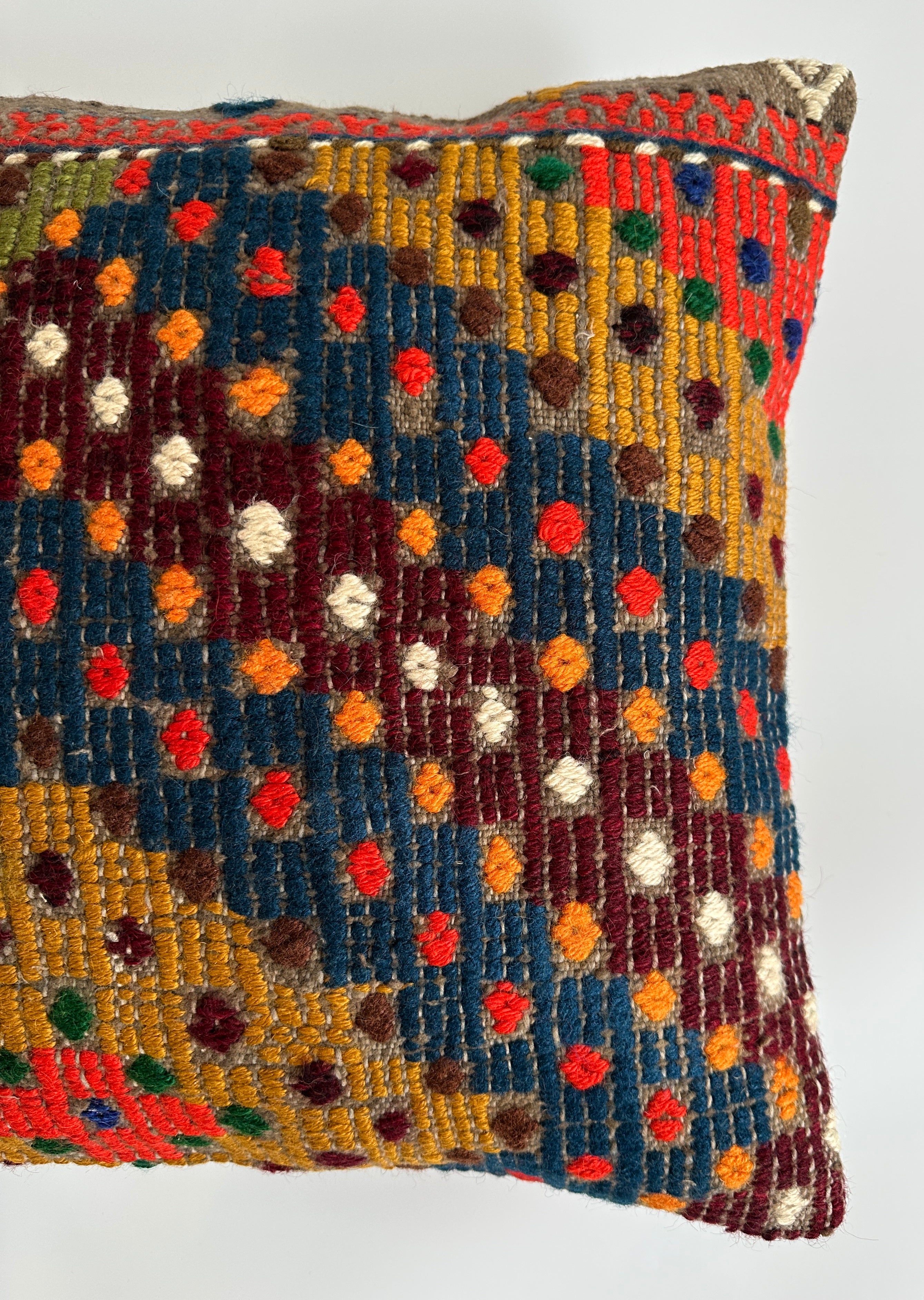 Handmade Multicolour Turkish Rug Cushion Cover 18''x18'' / 45x44 CM