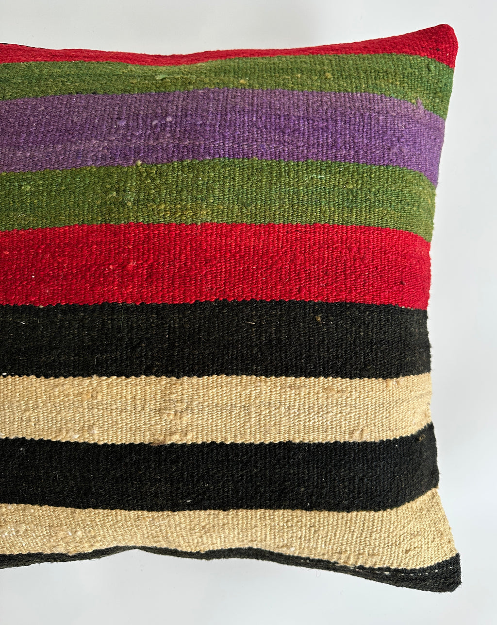 Handmade Multicolour Striped Turkish Rug Cushion Cover 18''x18'' / 45x44 CM