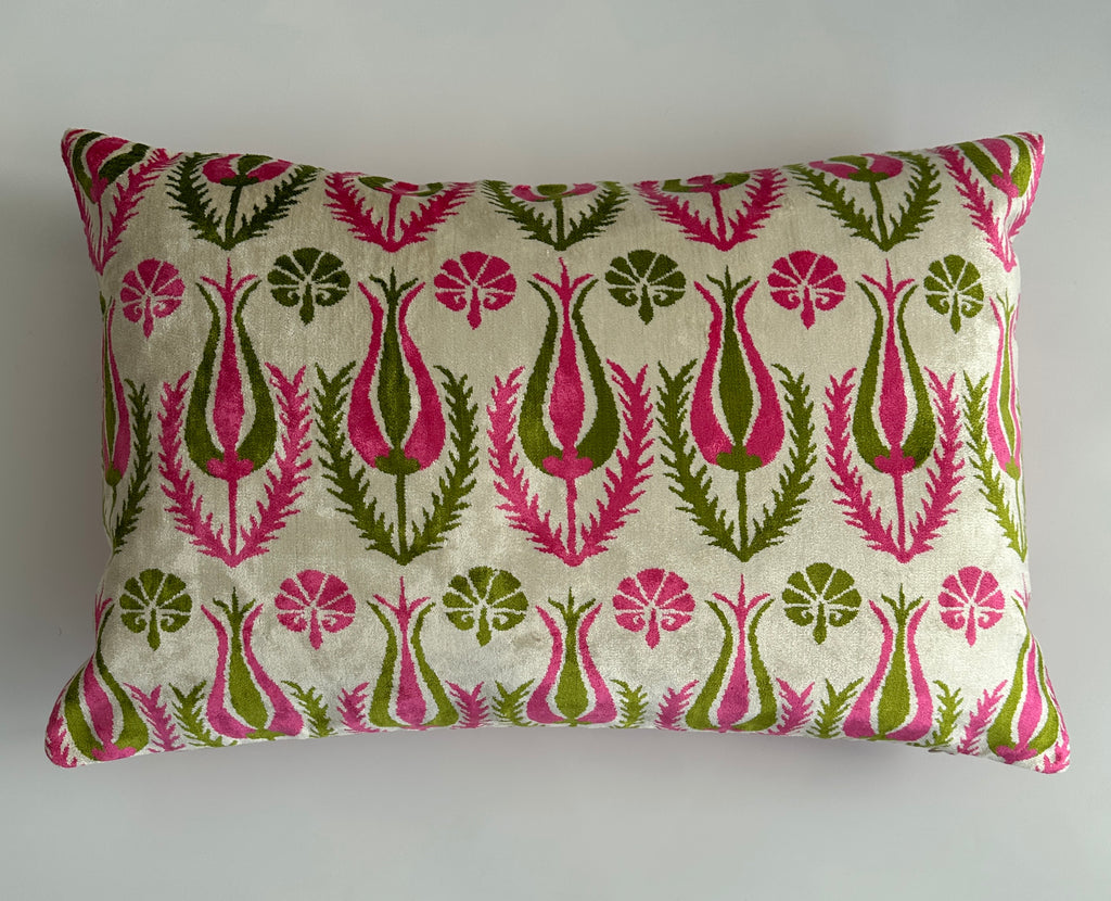 Pink Tulip Silk Velvet Cushion Cover 24''x16'' / 60x40 CM