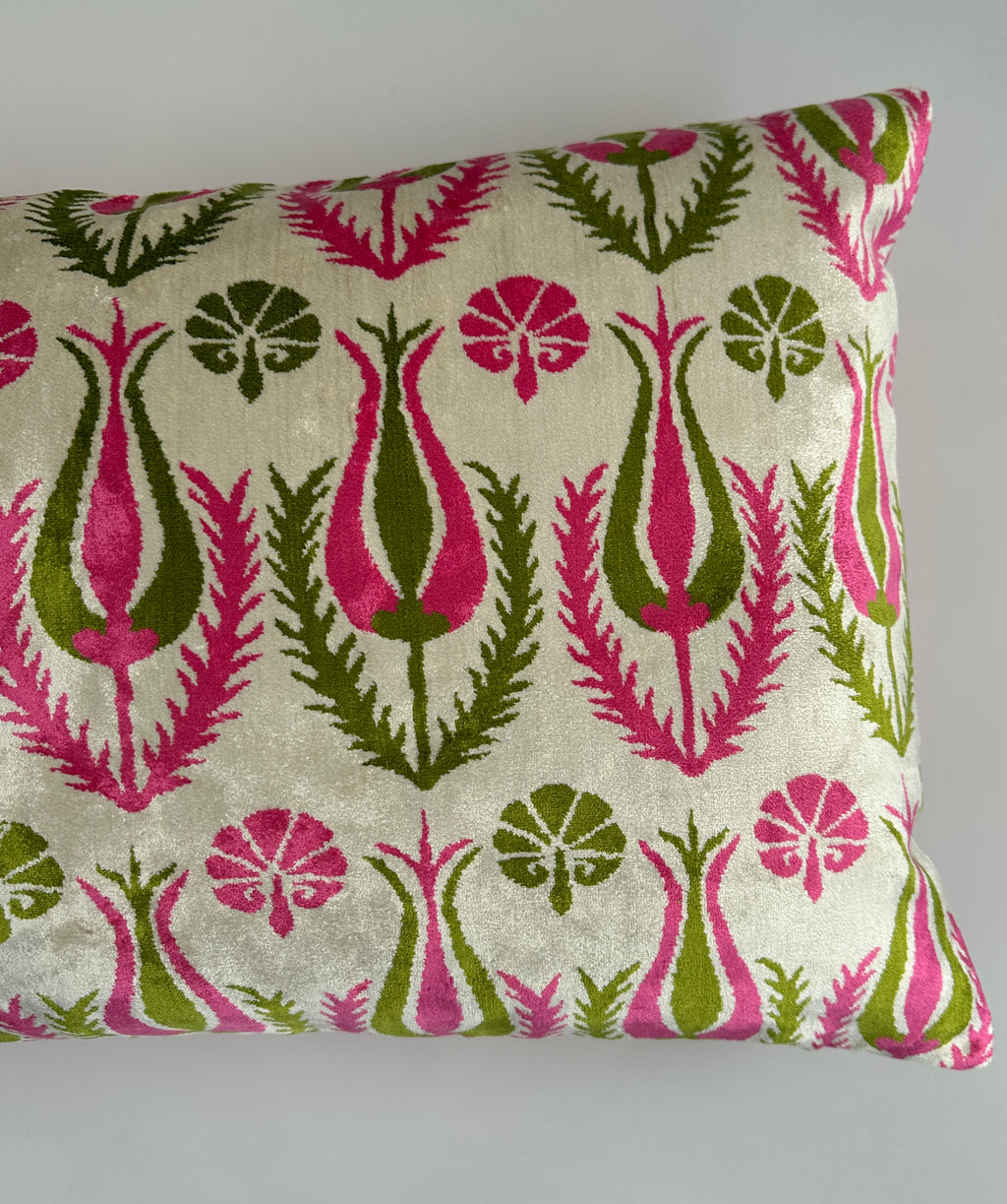 Pink Tulip Silk Velvet Cushion Cover 24''x16'' / 60x40 CM