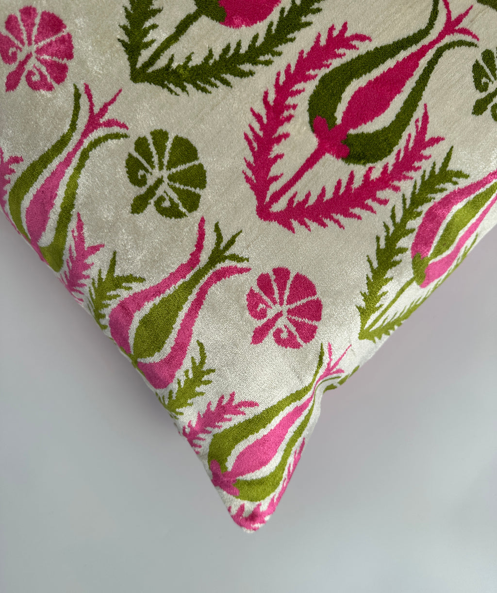 Pink Tulip Silk Velvet Cushion Cover 24''x16'' / 60x40 CM