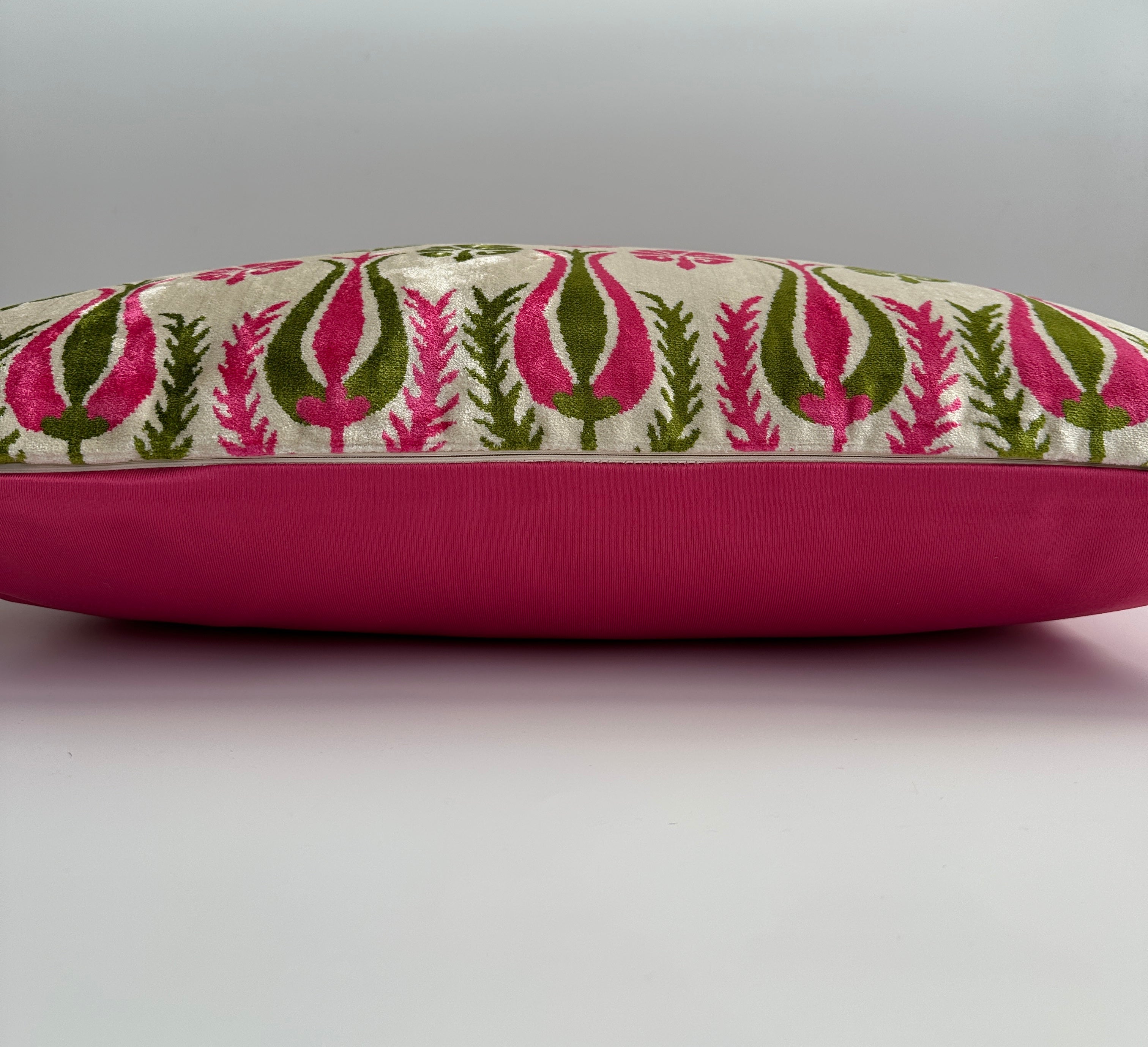Pink Tulip Silk Velvet Cushion Cover 24''x16'' / 60x40 CM