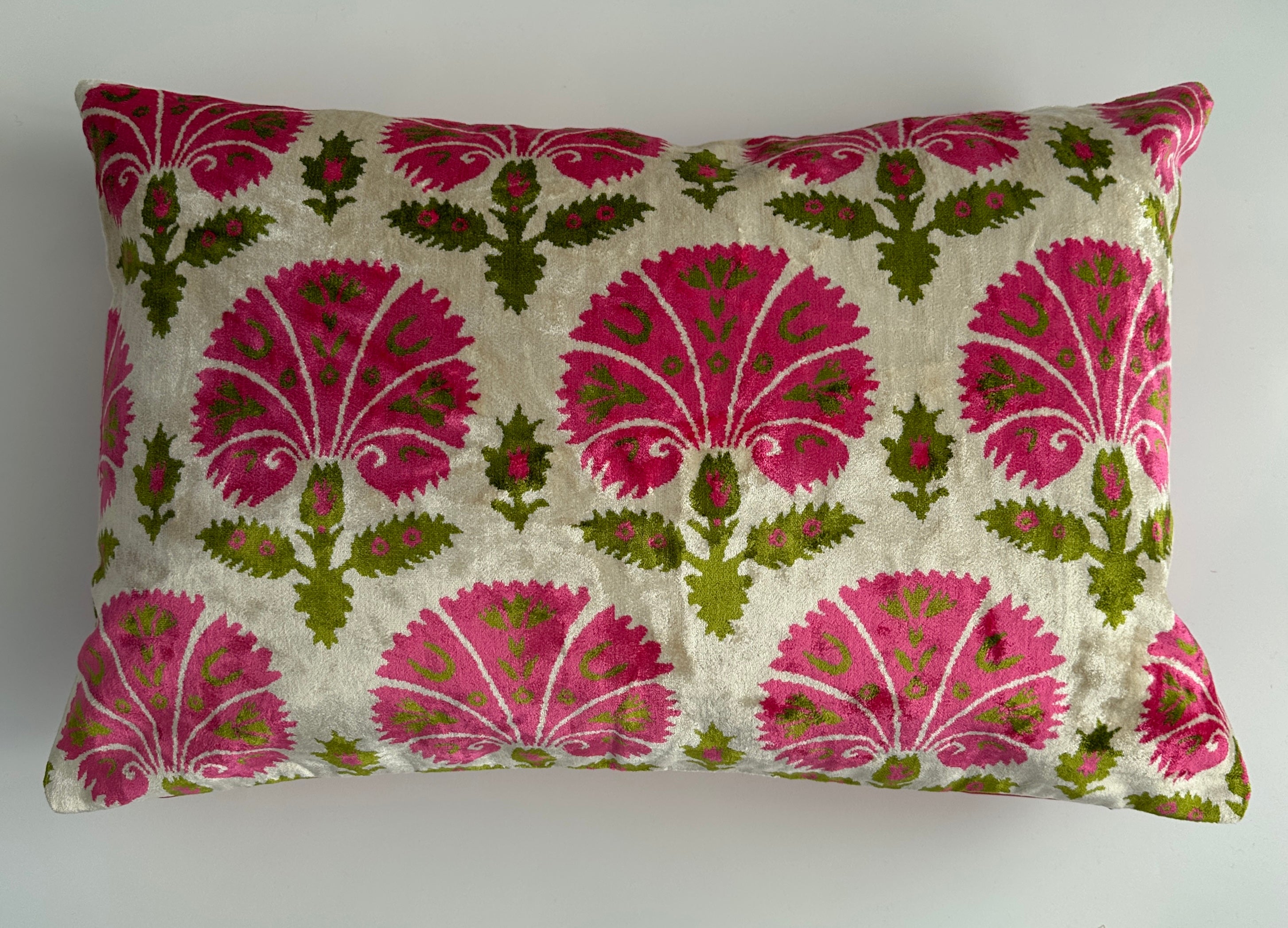 Pink Carnations Silk Velvet Cushion Cover 24''x16'' / 60x40 CM