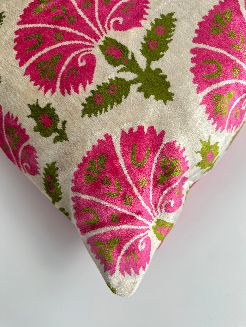 Pink Carnations Silk Velvet Cushion Cover 24''x16'' / 60x40 CM
