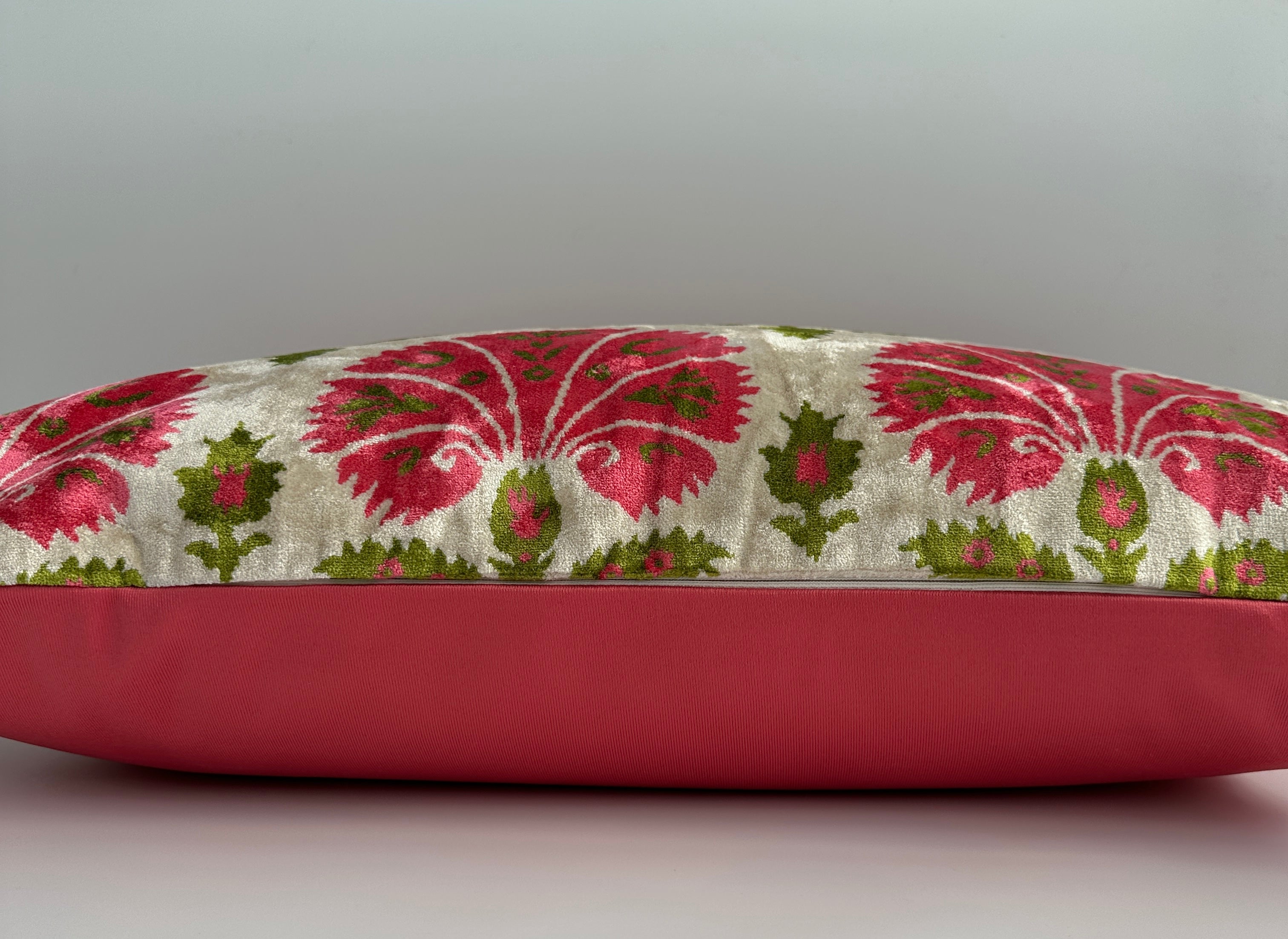Pink Carnations Silk Velvet Cushion Cover 24''x16'' / 60x40 CM