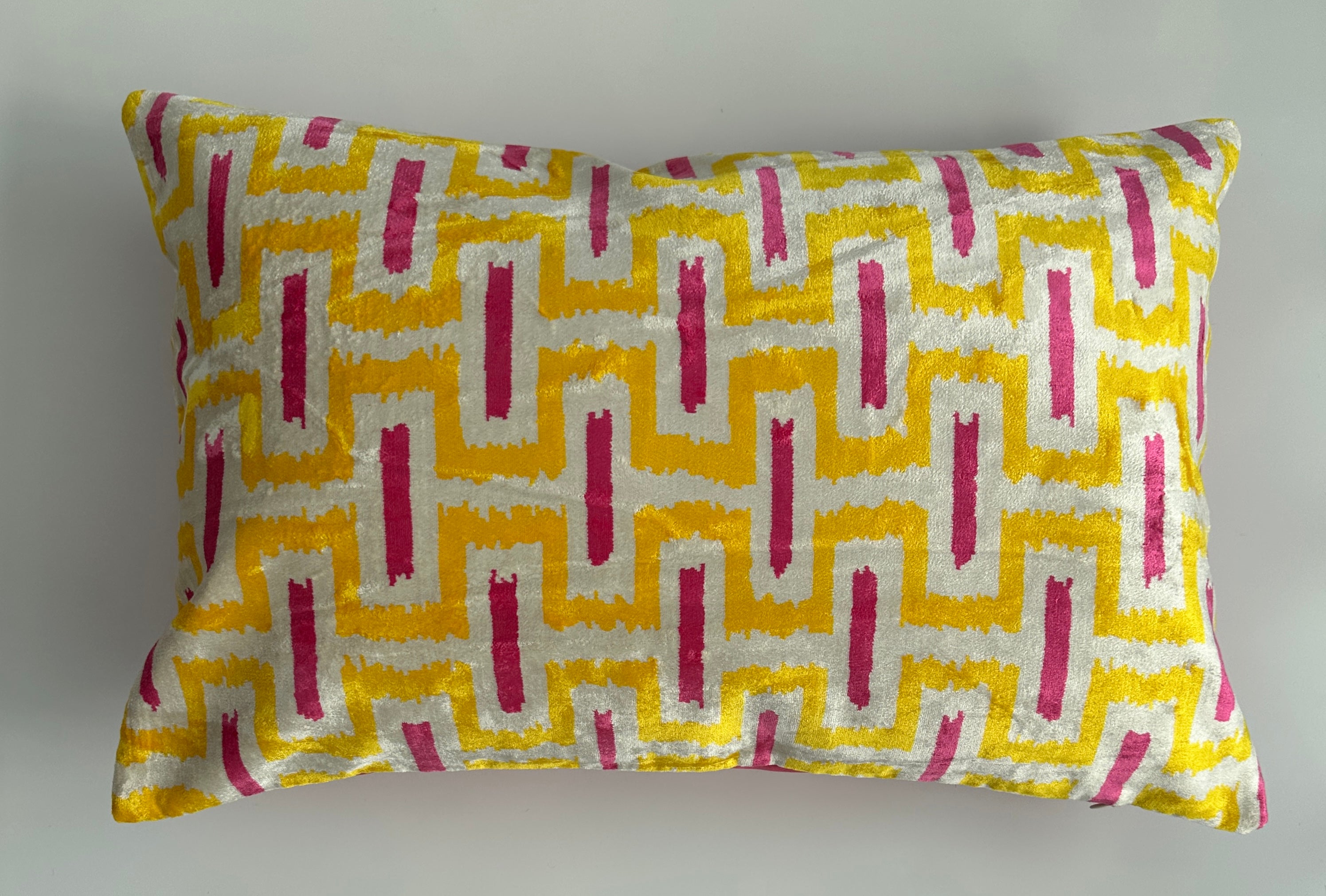 Yellow Turkish Silk Velvet Cushion Cover 24''x16'' / 60x40 CM